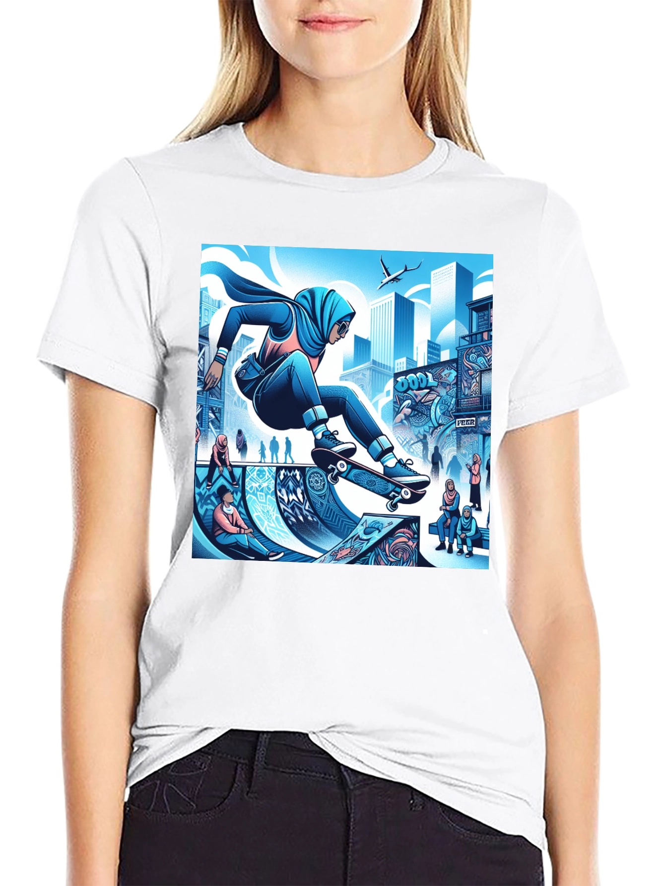 Skateboarding Hijabi Tee