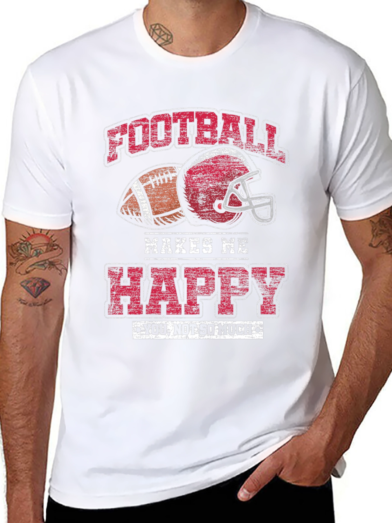 Football Makes Me Happy Graphic T-Shirt
