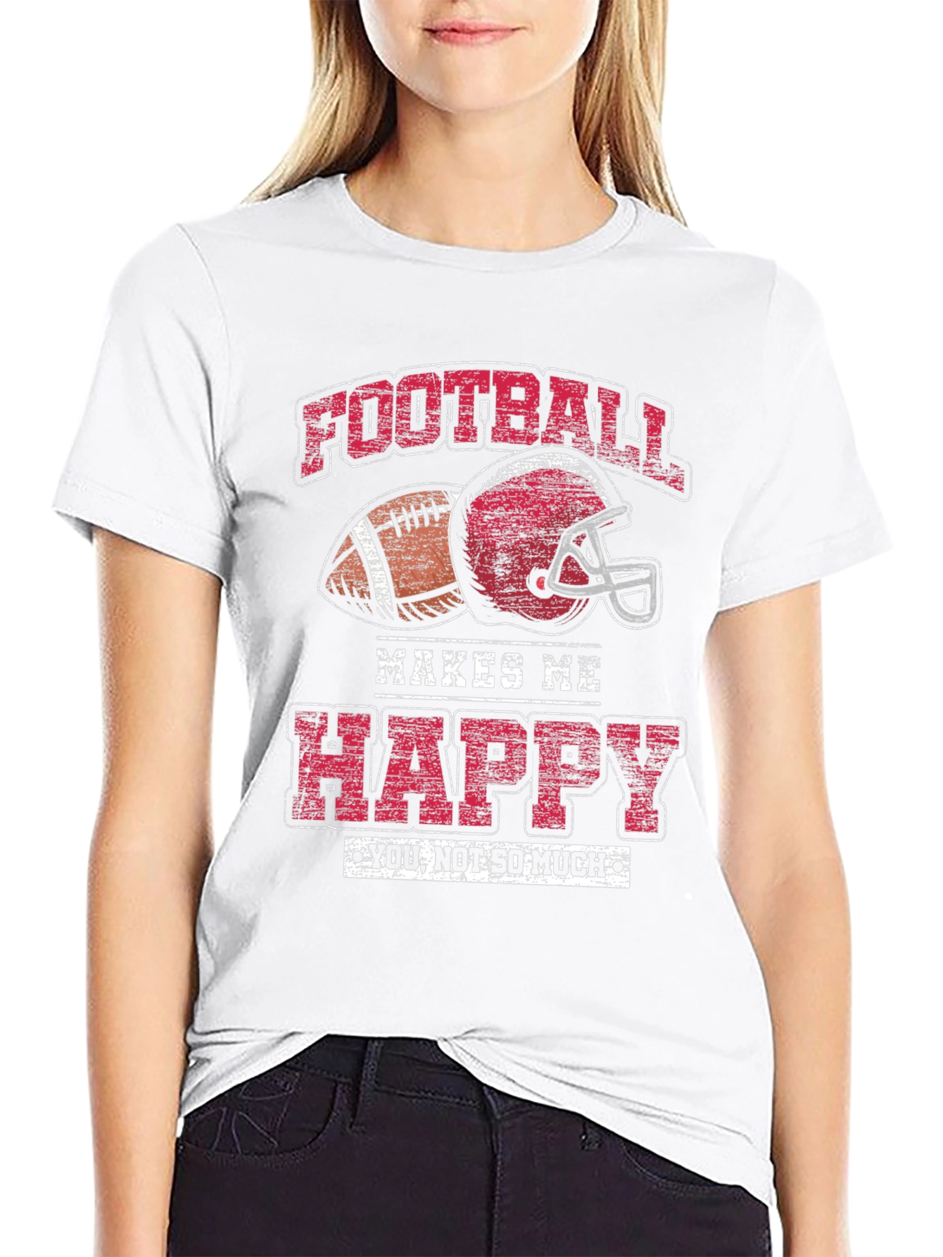 Football Makes Me Happy Graphic T-Shirt