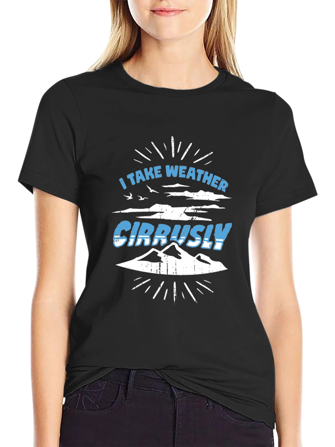 Weather Puns Black T-Shirt - Cirrusly