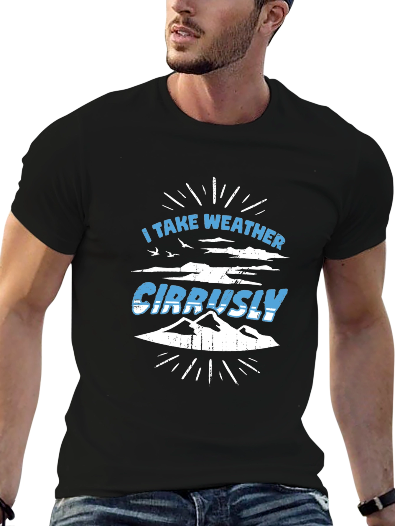 Weather Puns Black T-Shirt - Cirrusly