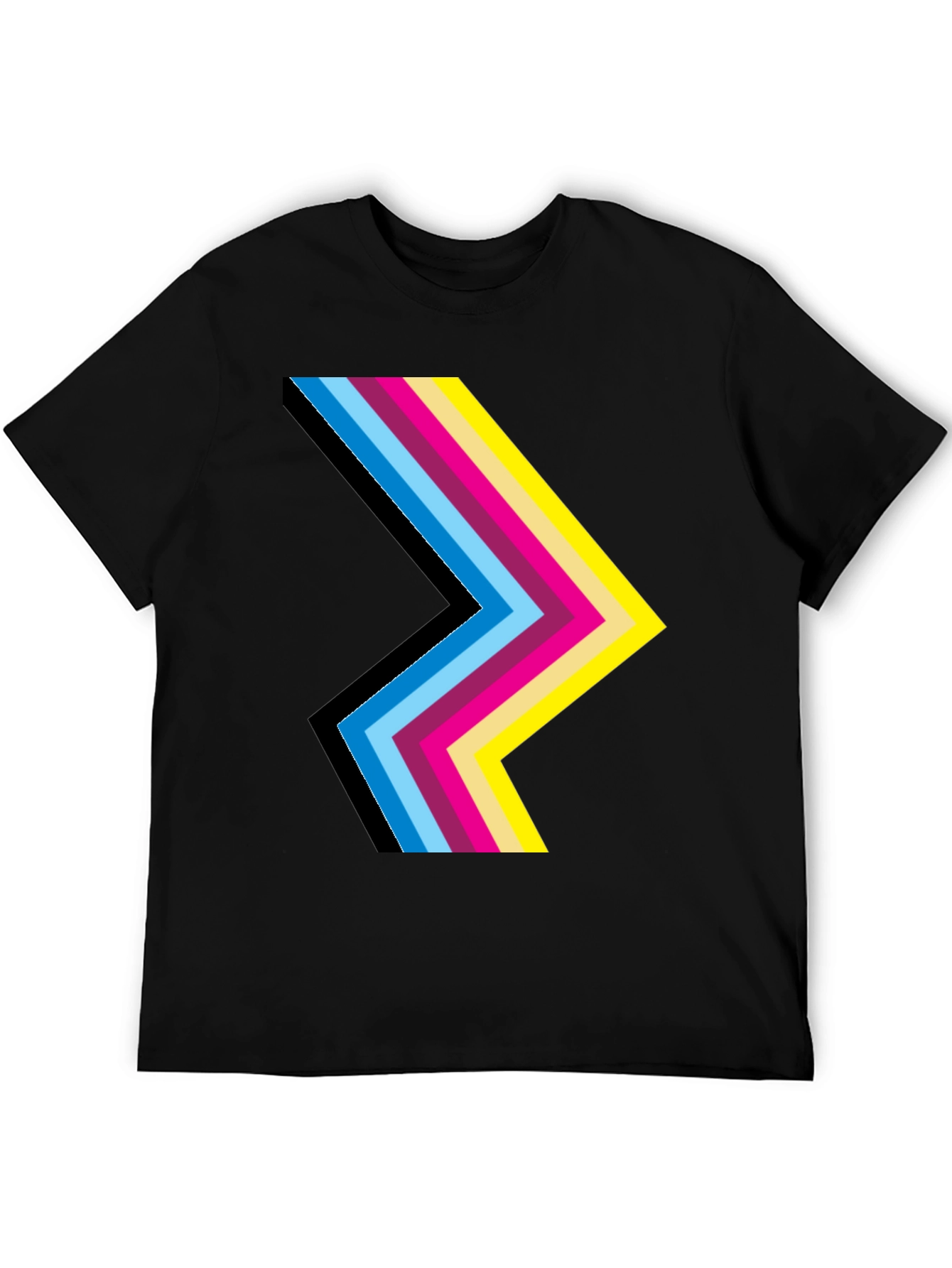 Retro Chevron Graphic Black T-Shirt