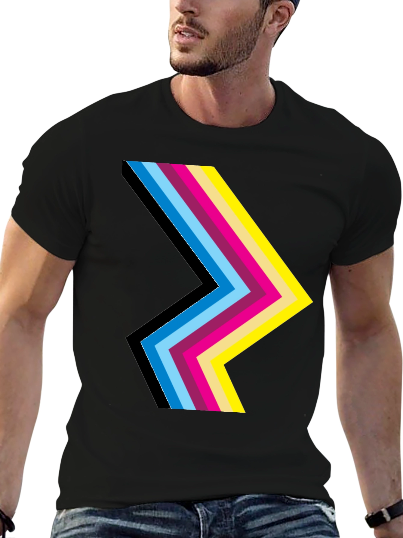 Retro Chevron Graphic Black T-Shirt