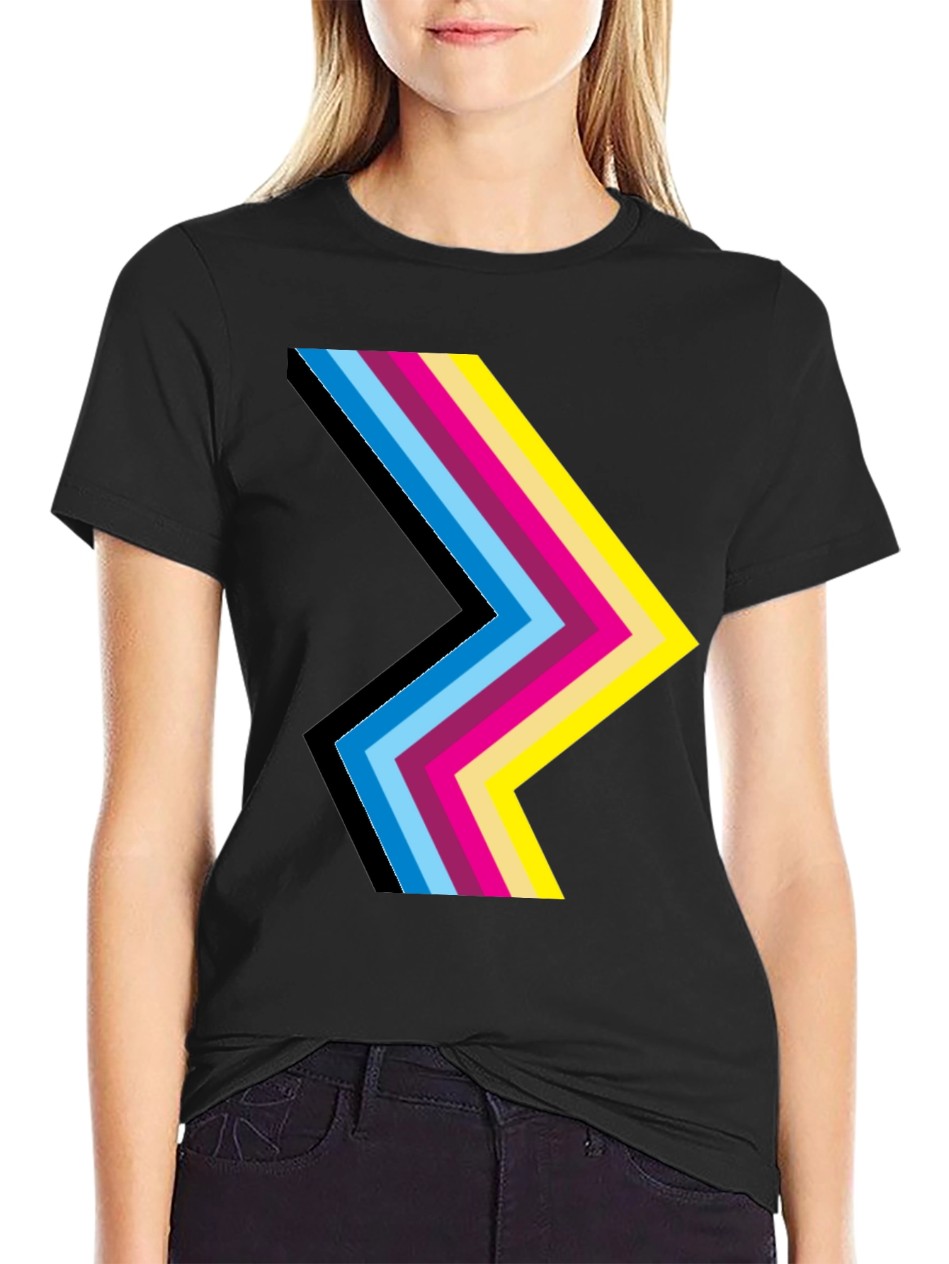 Retro Chevron Graphic Black T-Shirt