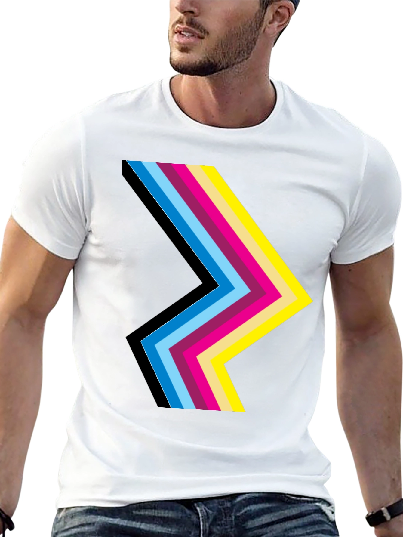 Retro Chevron Graphic Black T-Shirt