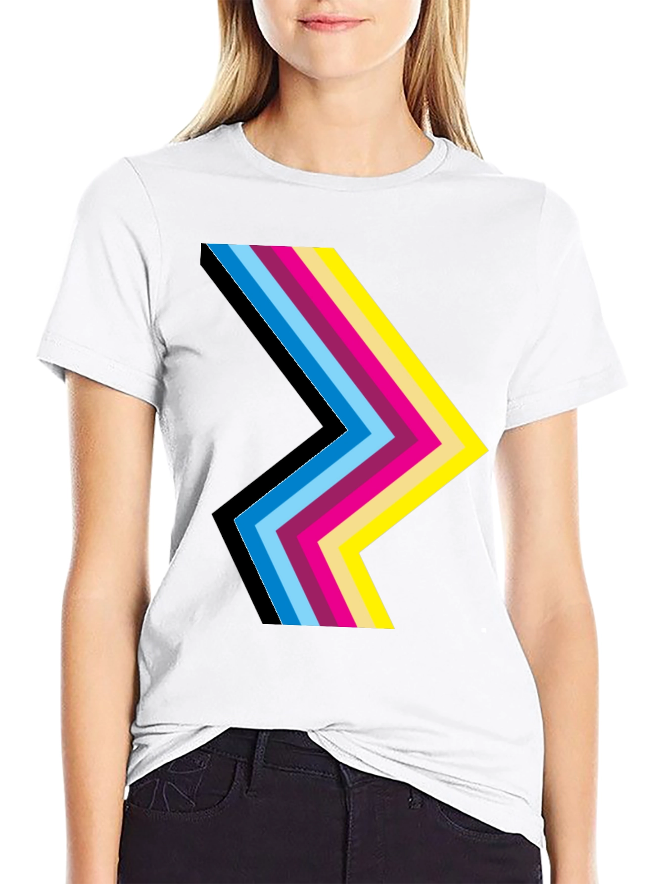 Retro Chevron Graphic Black T-Shirt