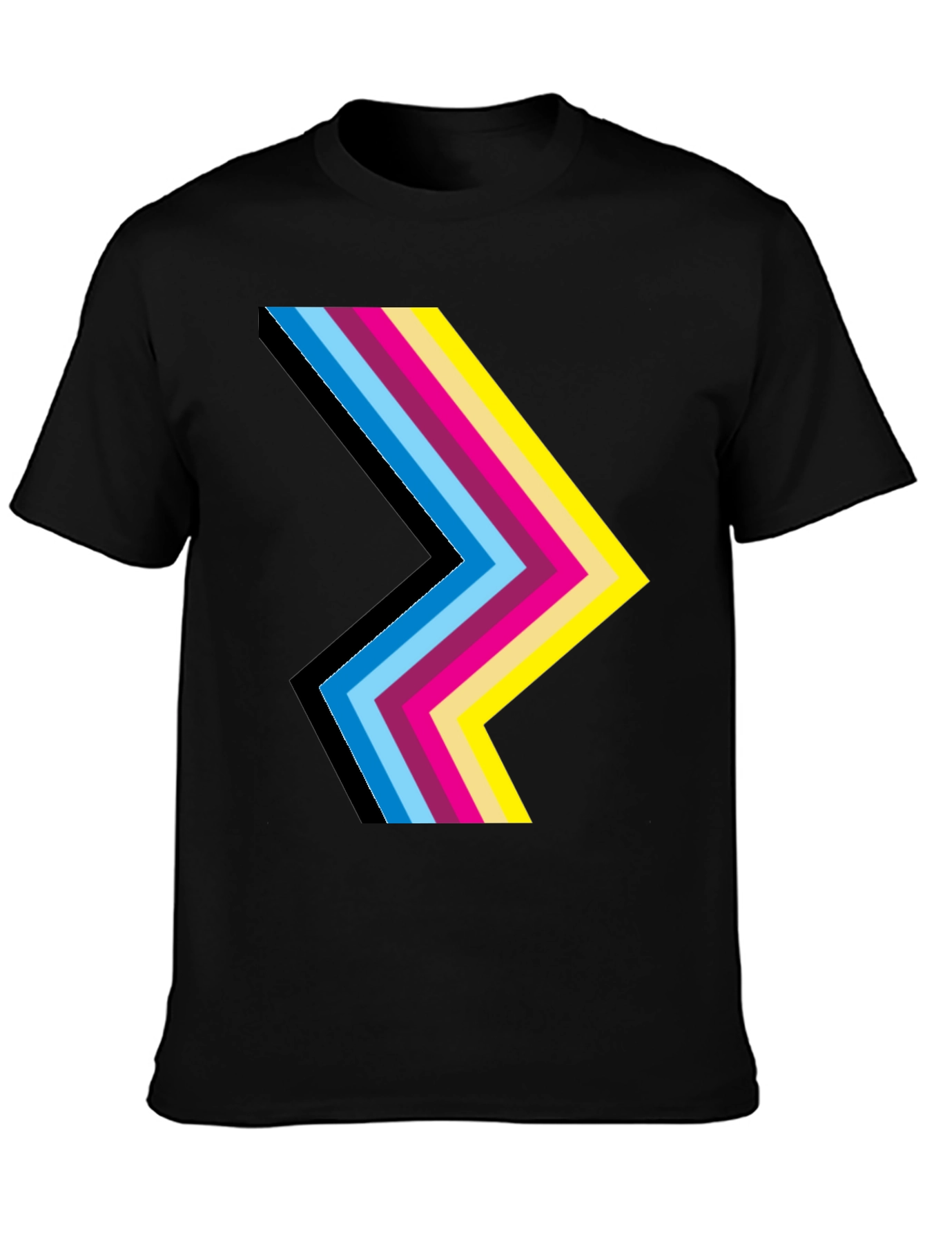 Retro Chevron Graphic Black T-Shirt