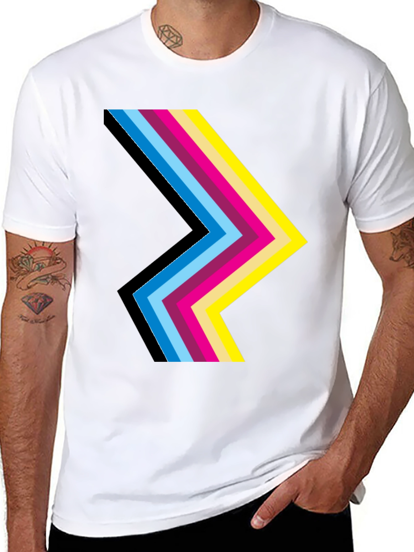 Retro Chevron Graphic Black T-Shirt