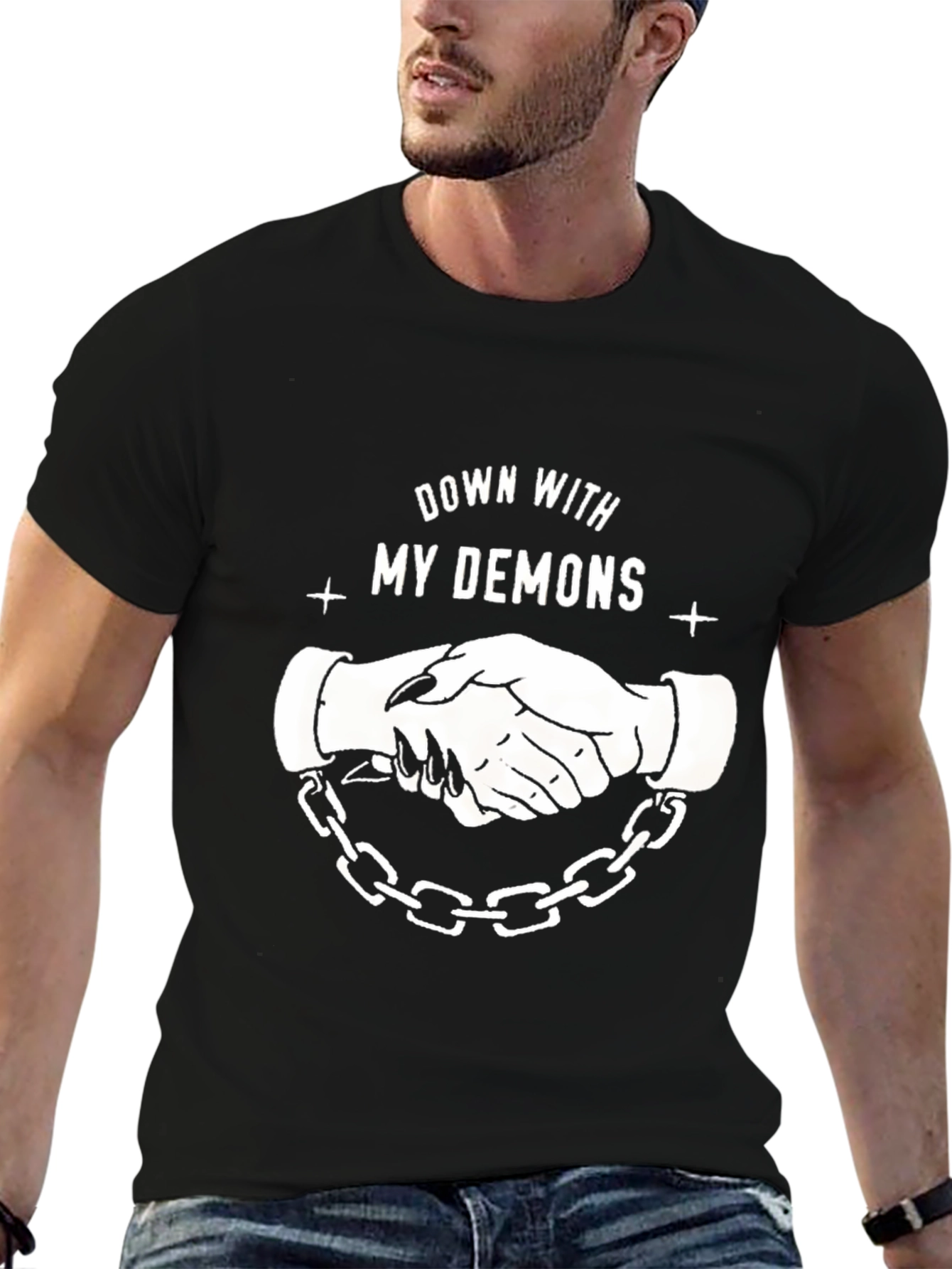 Down With My Demons Graphic Tee - Black Cotton
