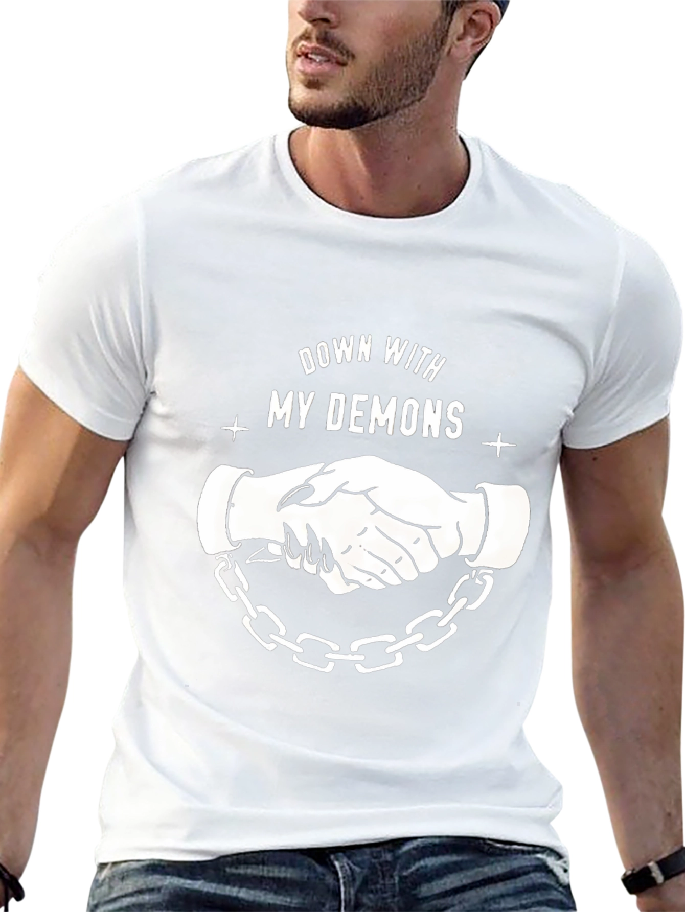 Down With My Demons Graphic Tee - Black Cotton