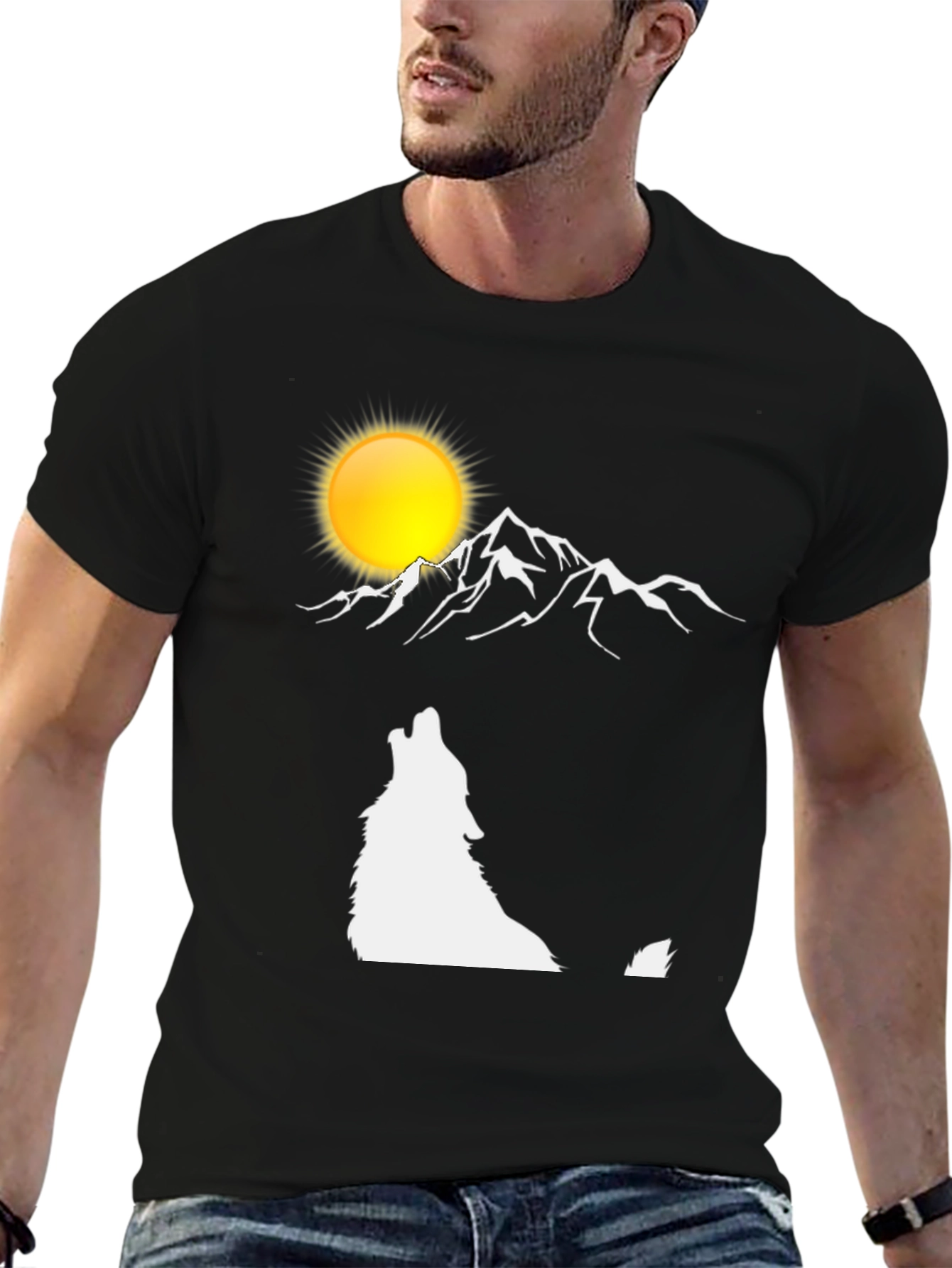 Wolf Moon Mountain Graphic T-Shirt