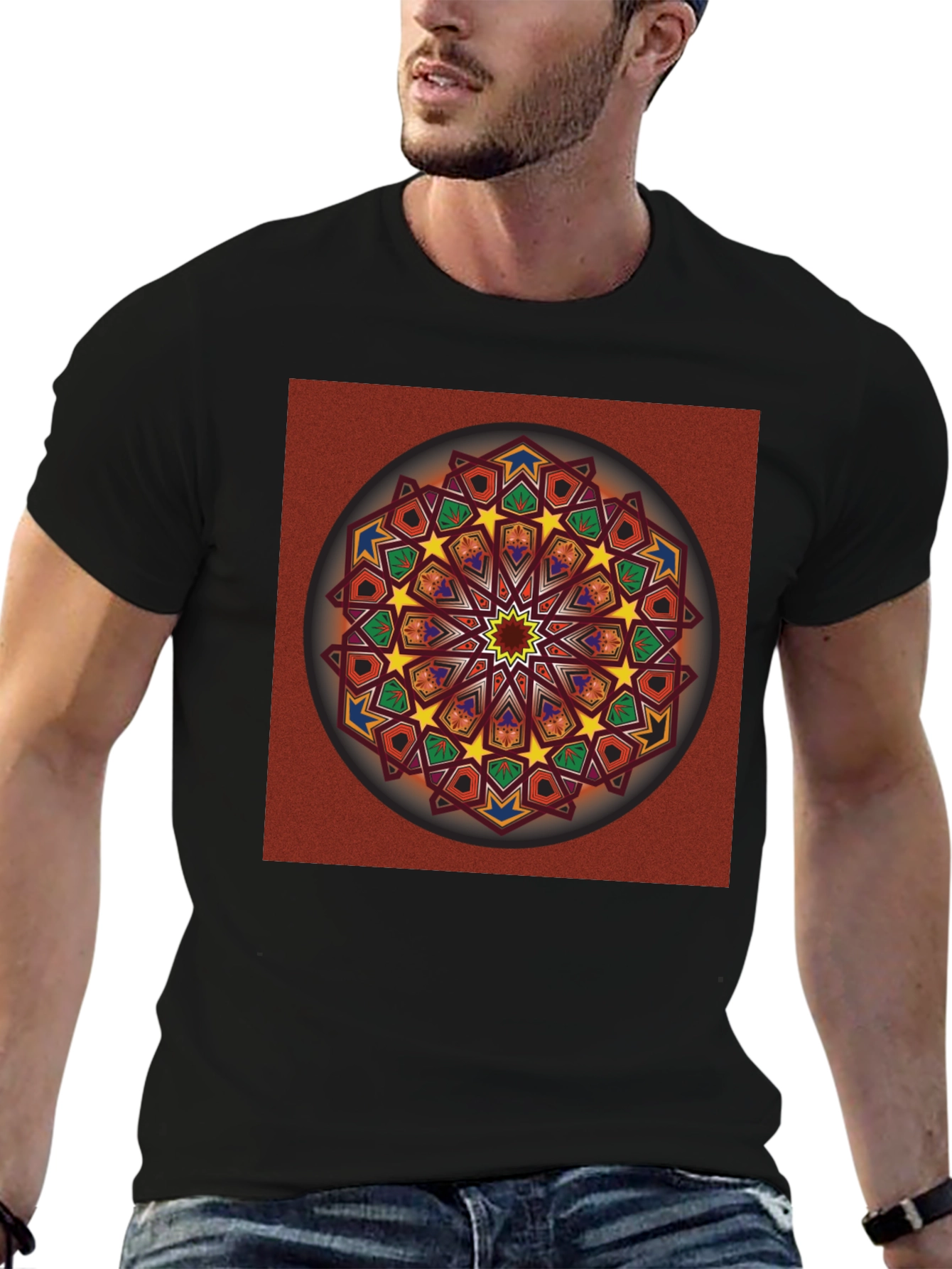 Geometric Mandala Graphic T-Shirt - Artistic Design