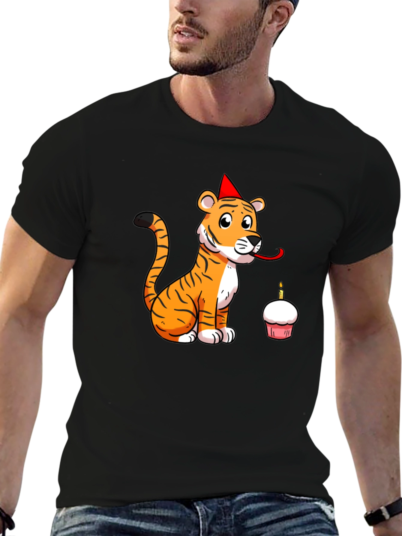 Birthday Tiger Graphic Tee - Black