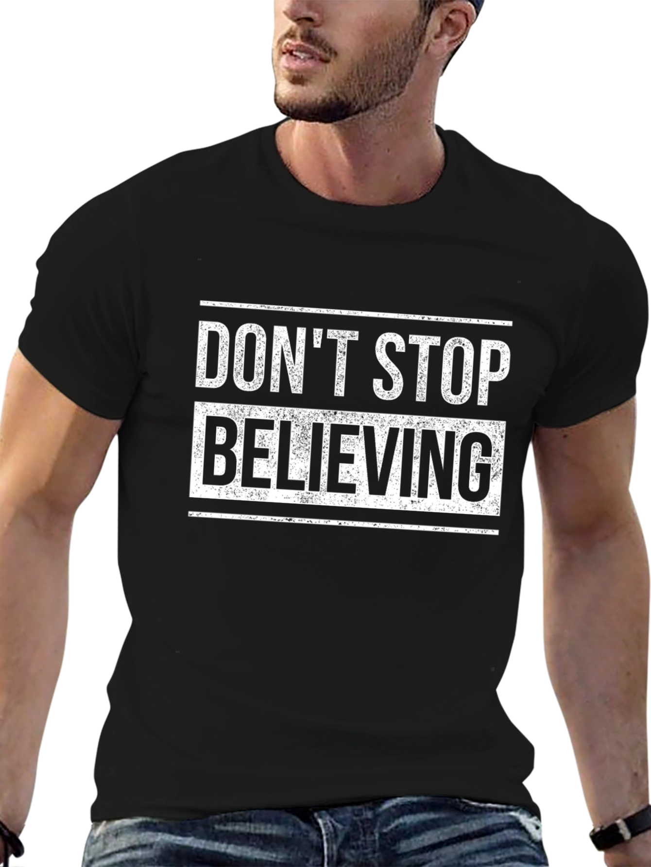 Dont Stop Believing Black Graphic Tee