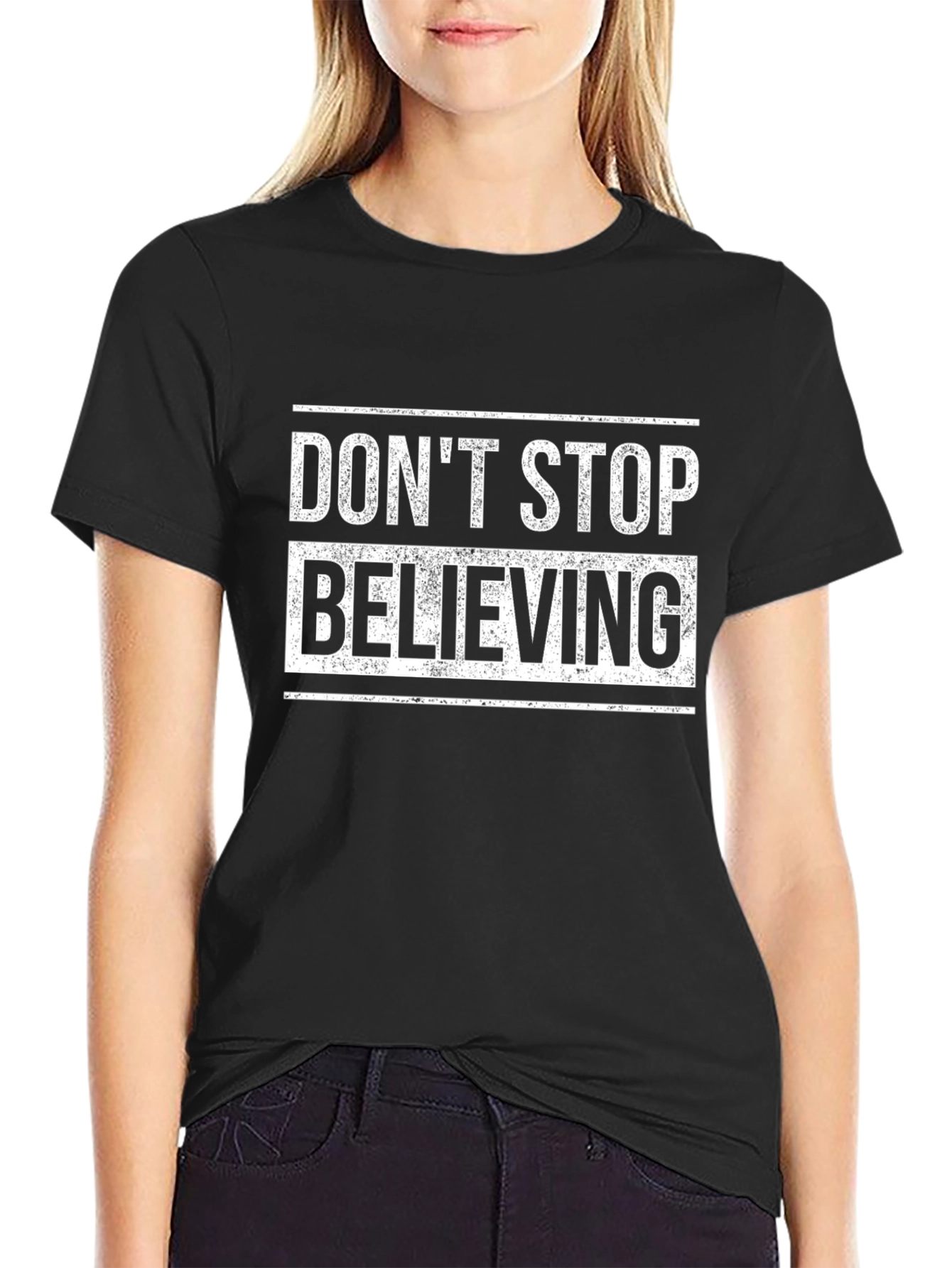 Dont Stop Believing Black Graphic Tee