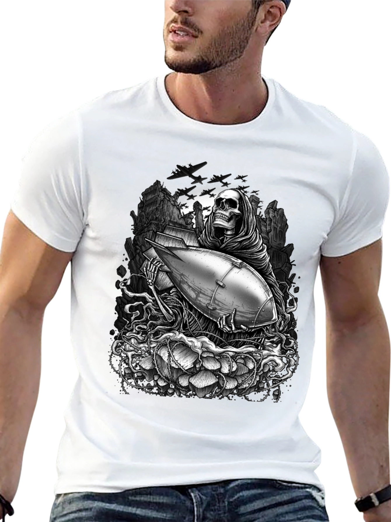 Grim Reaper Bomb Graphic T-Shirt