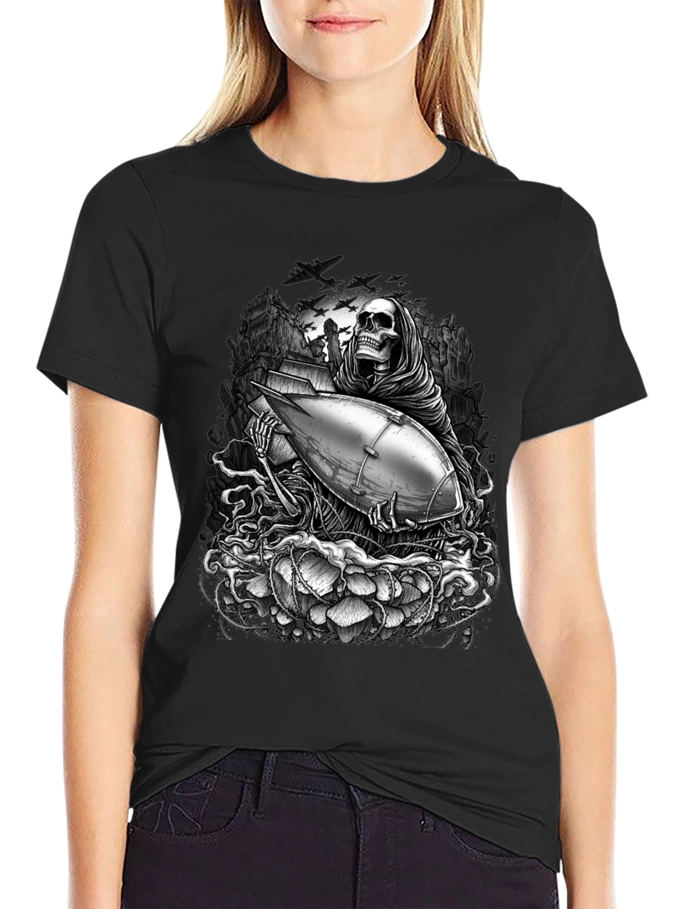 Grim Reaper Bomb Graphic T-Shirt