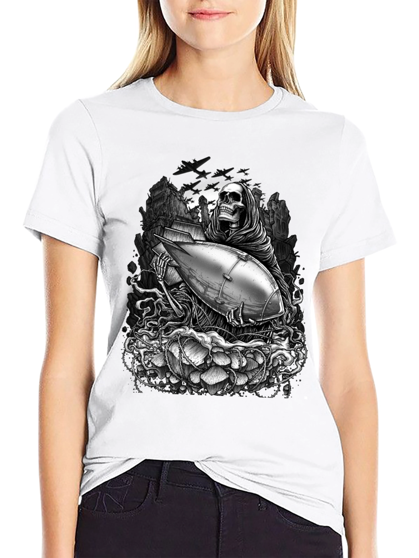 Grim Reaper Bomb Graphic T-Shirt