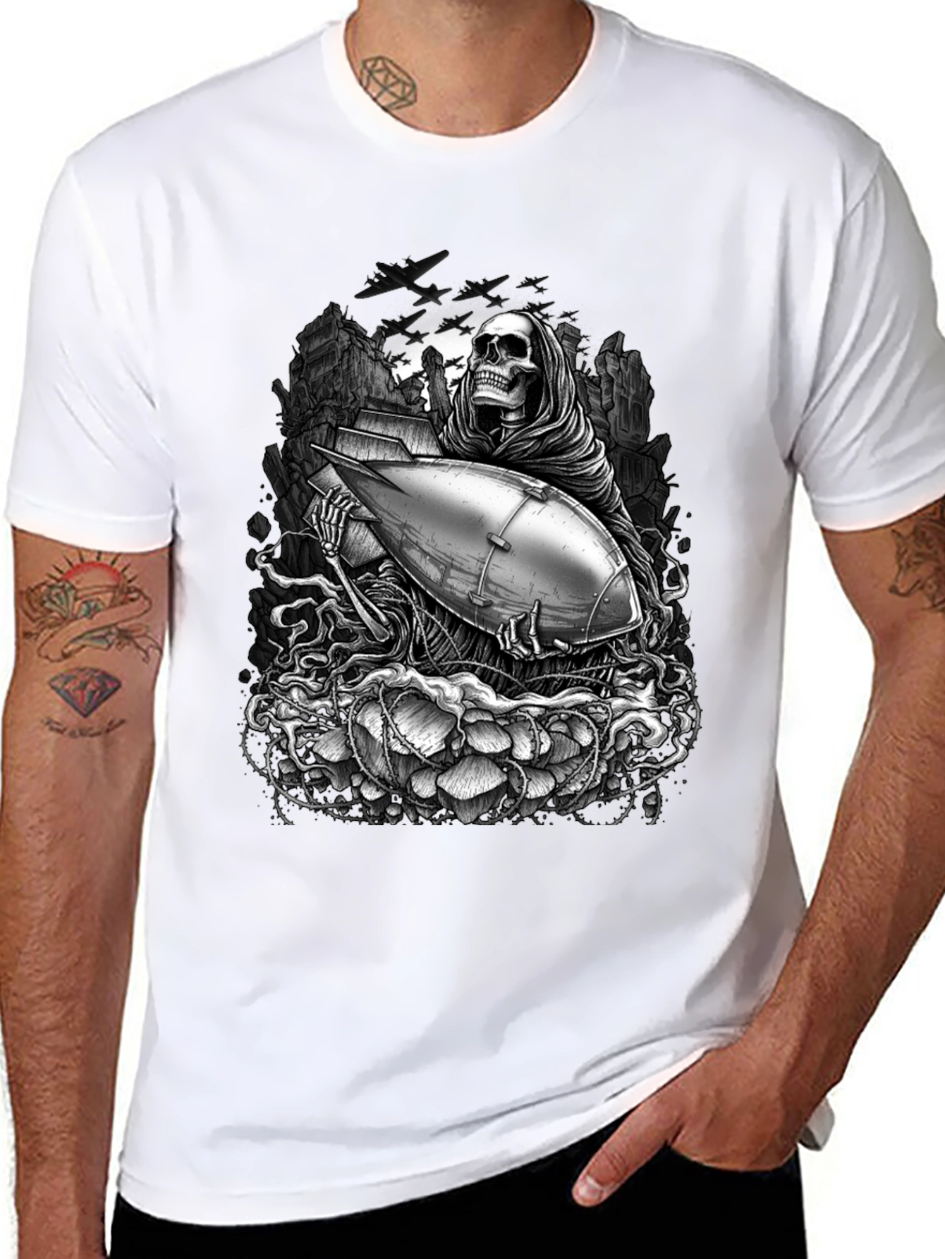 Grim Reaper Bomb Graphic T-Shirt