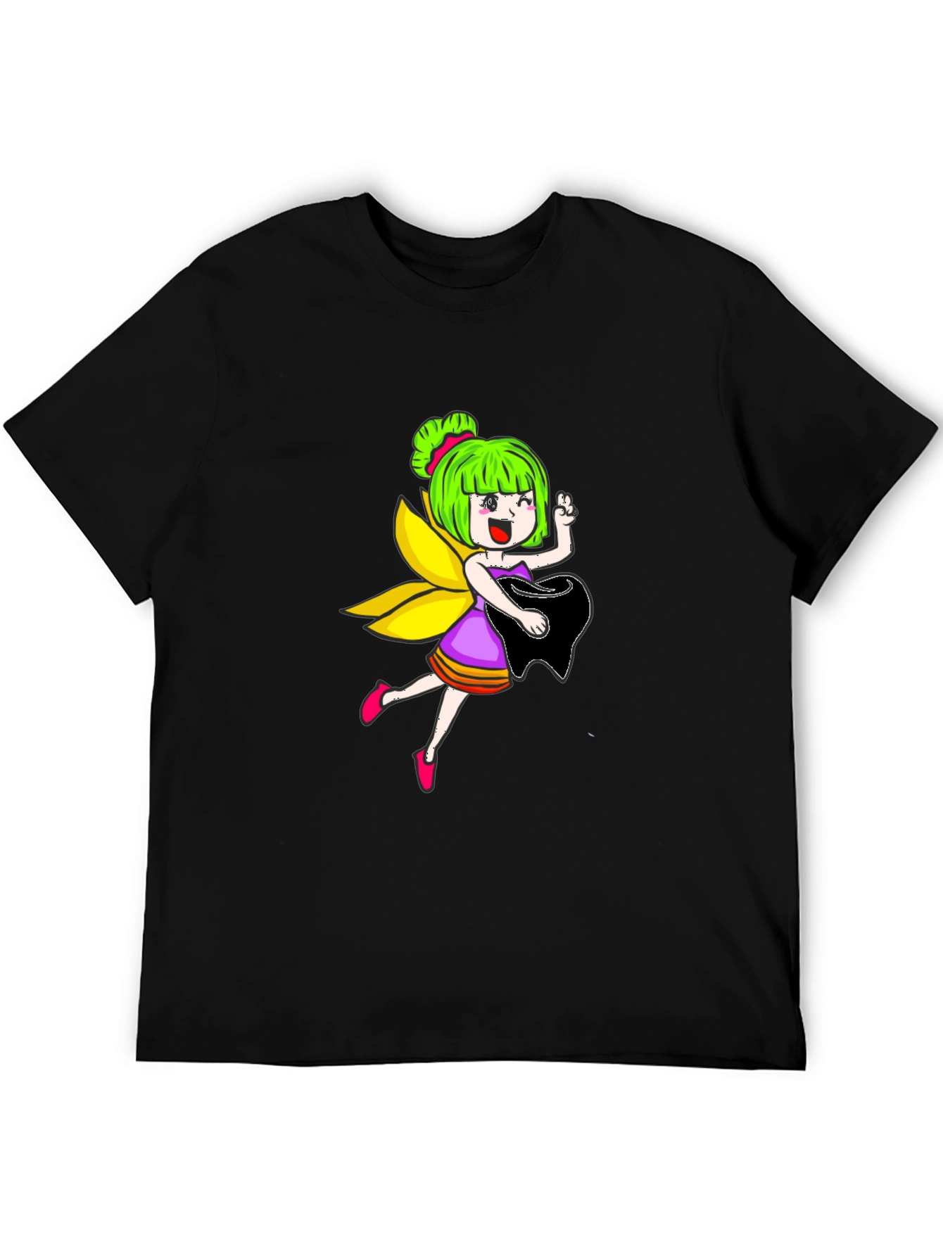 Fairy Graphic Print Black Tee