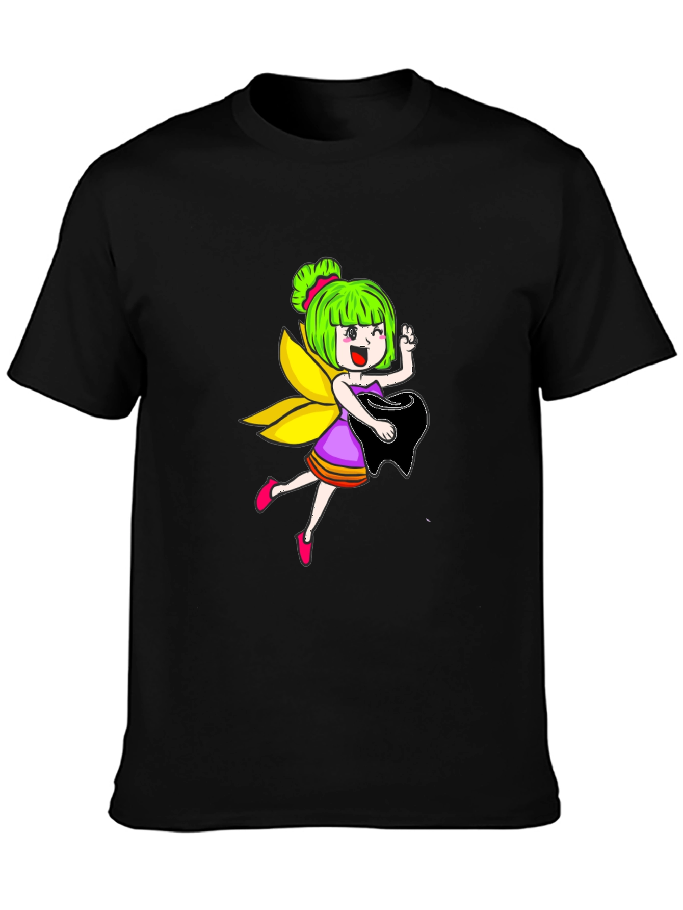 Fairy Graphic Print Black Tee