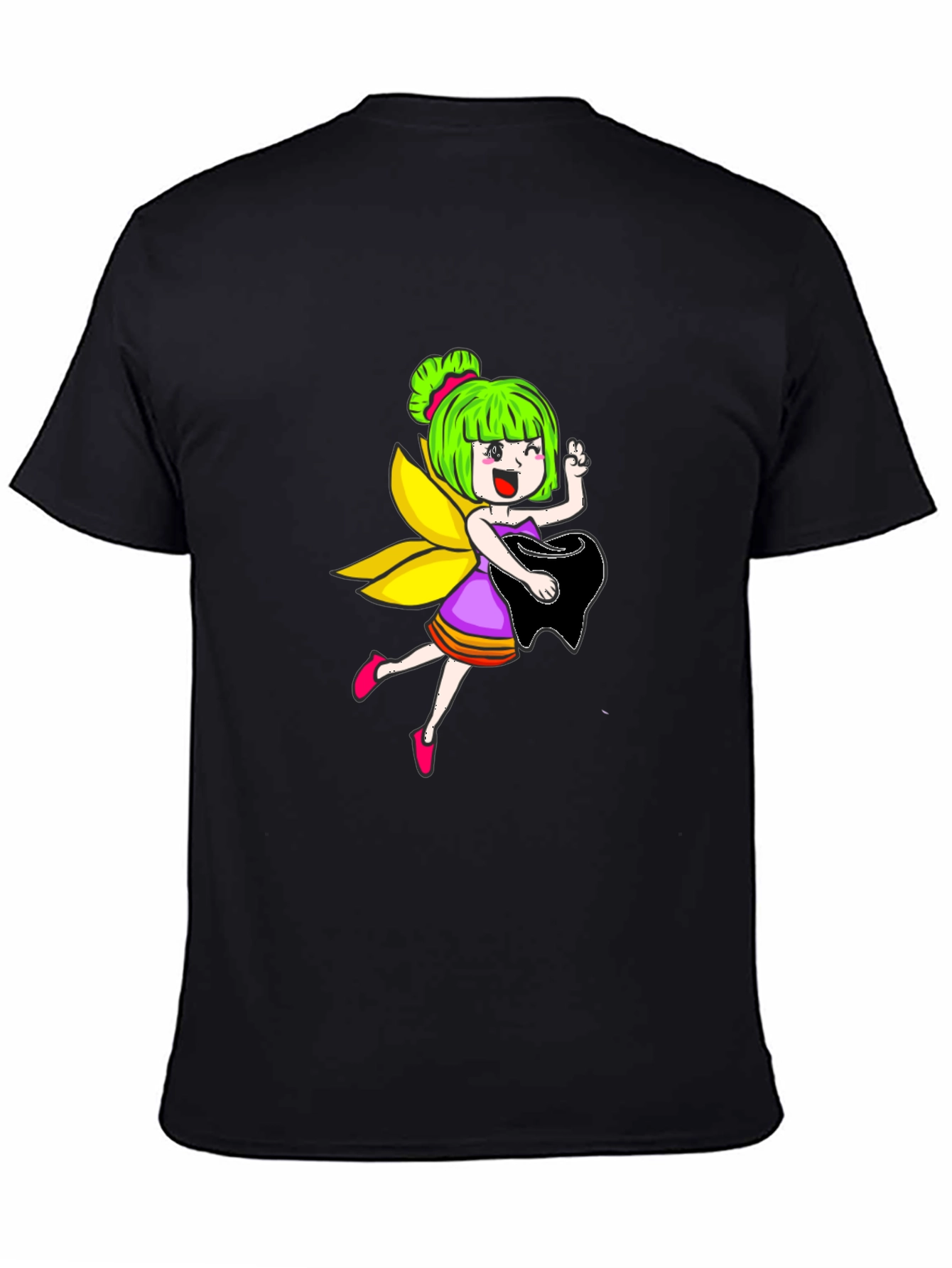 Fairy Graphic Print Black Tee