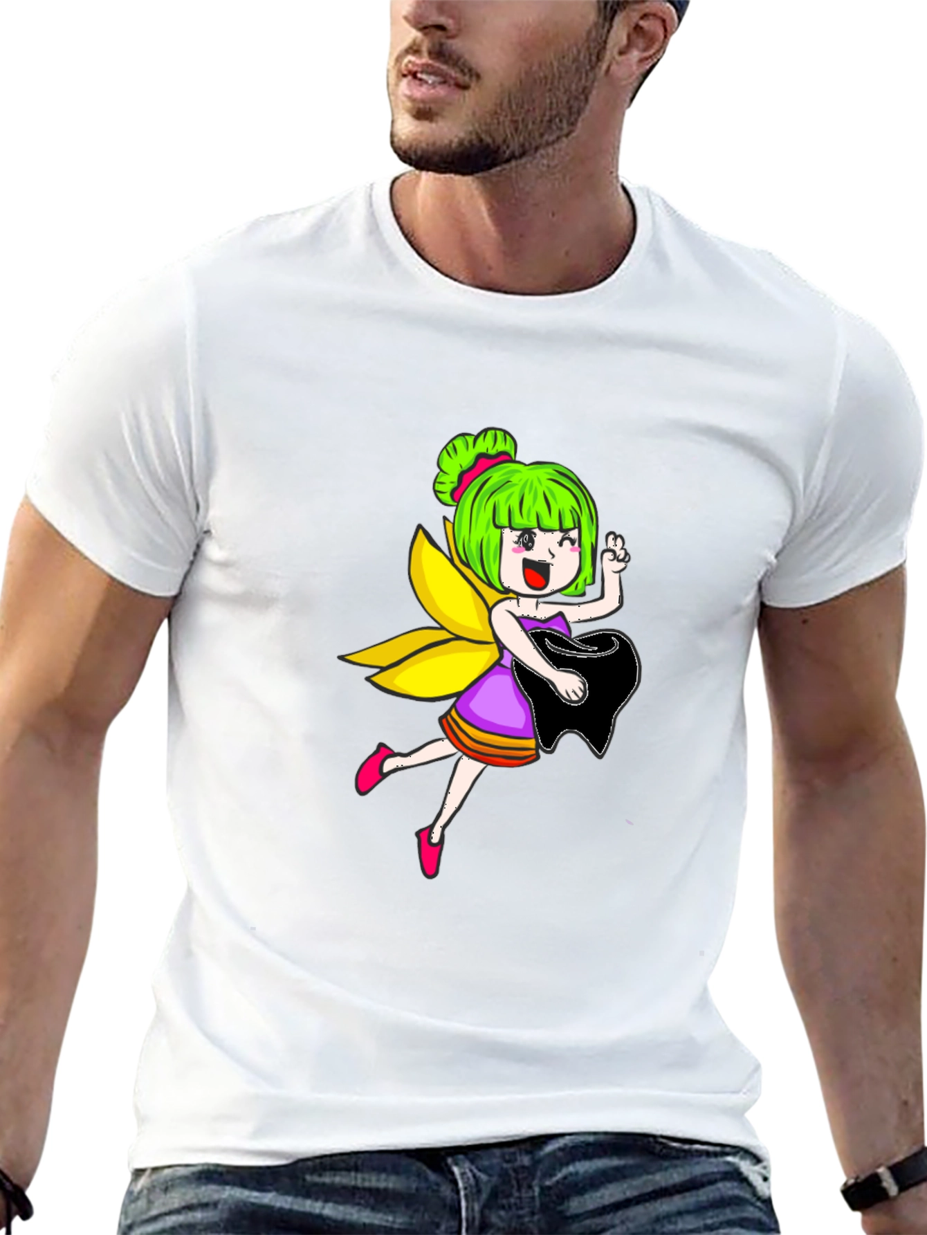 Fairy Graphic Print Black Tee
