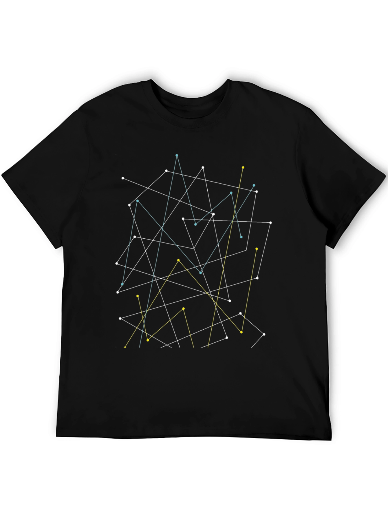 Abstract Geometric Line Art Black T-Shirt