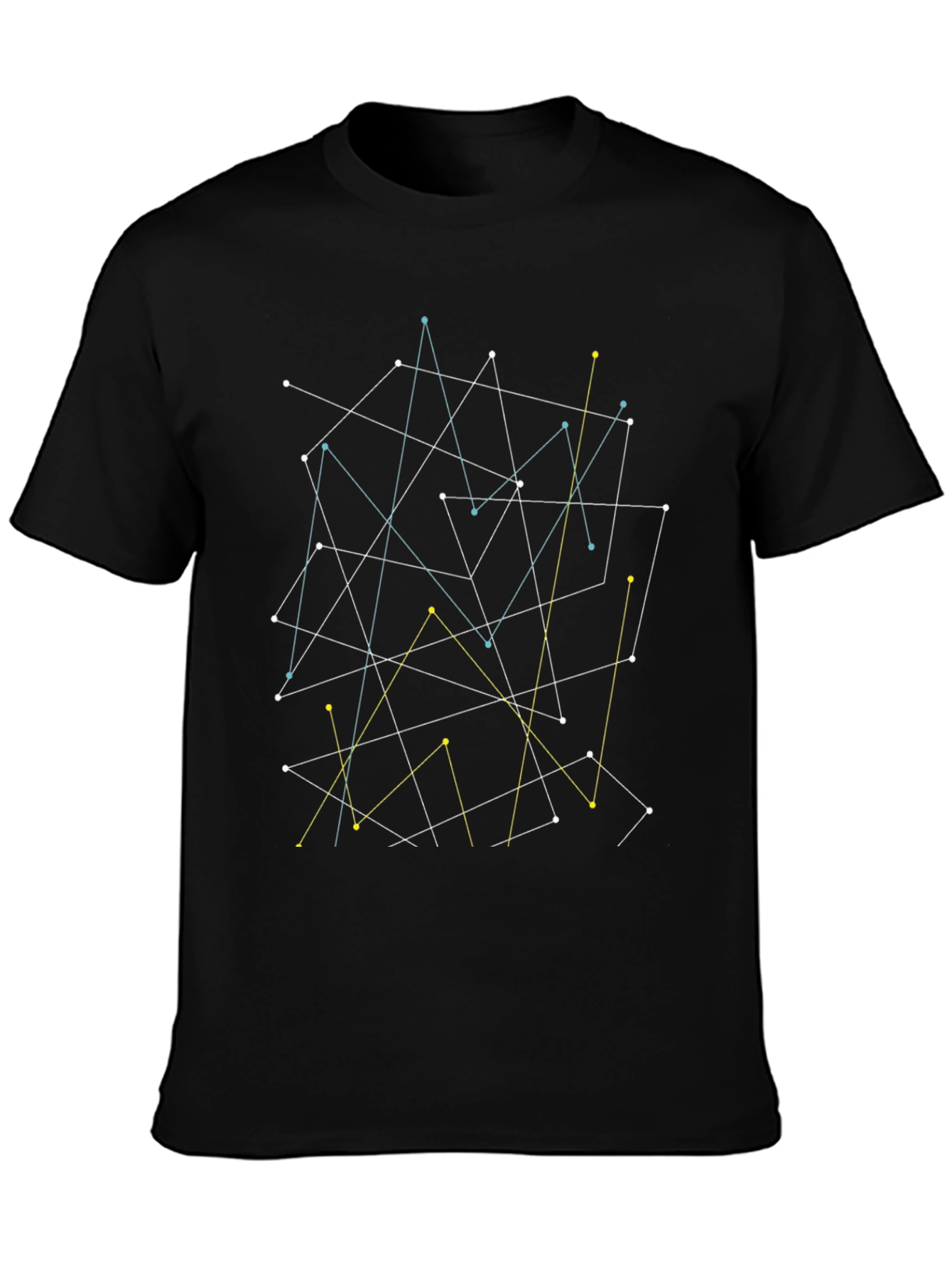 Abstract Geometric Line Art Black T-Shirt