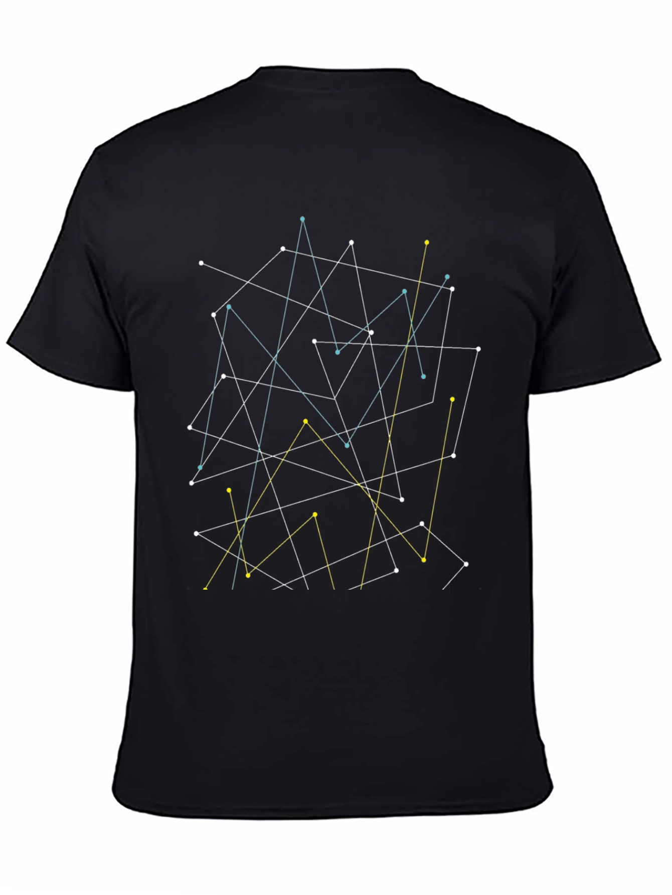 Abstract Geometric Line Art Black T-Shirt
