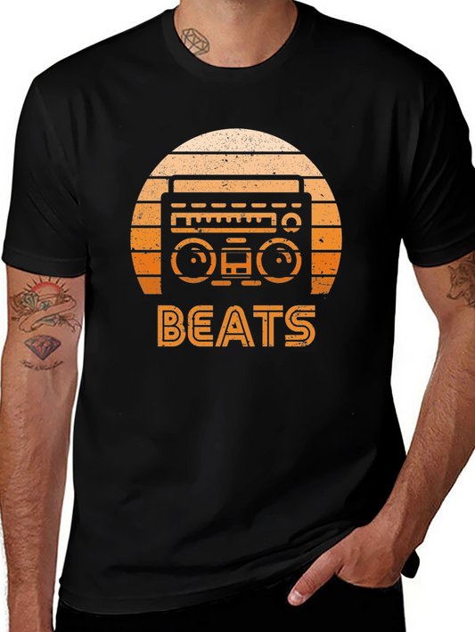 Retro Boombox Beats Graphic T-Shirt - Vintage Style Tee
