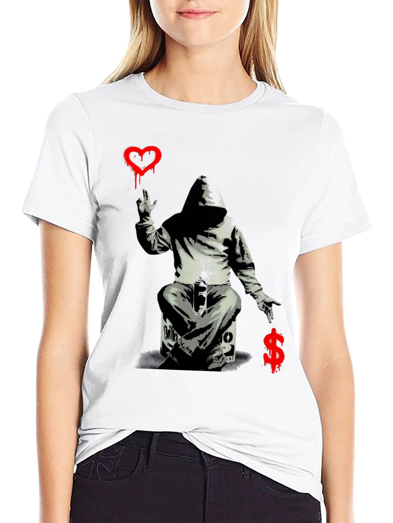 Banksy Inspired Graphic Tee: Love vs. Money