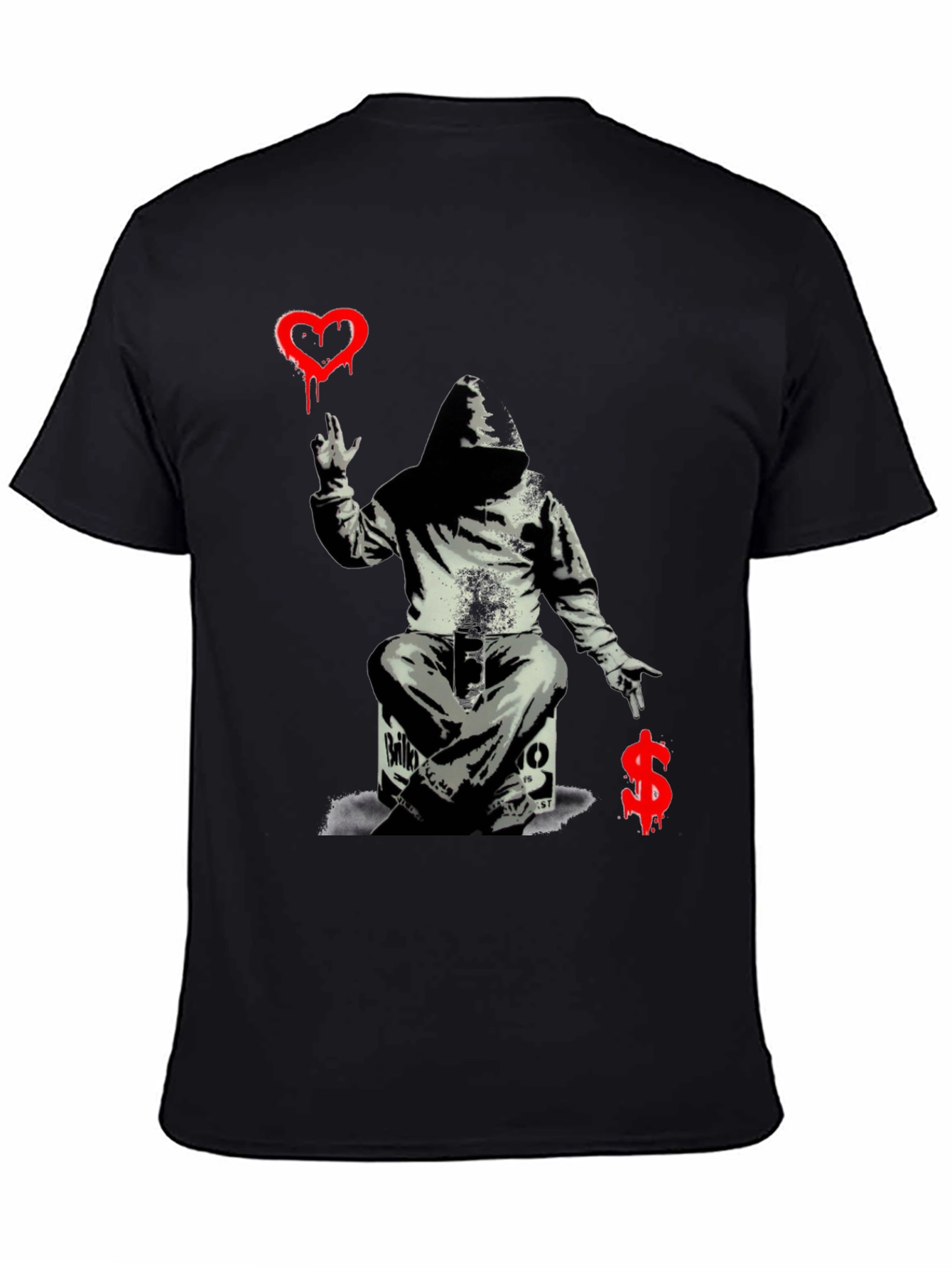 Banksy Inspired Graphic Tee: Love vs. Money