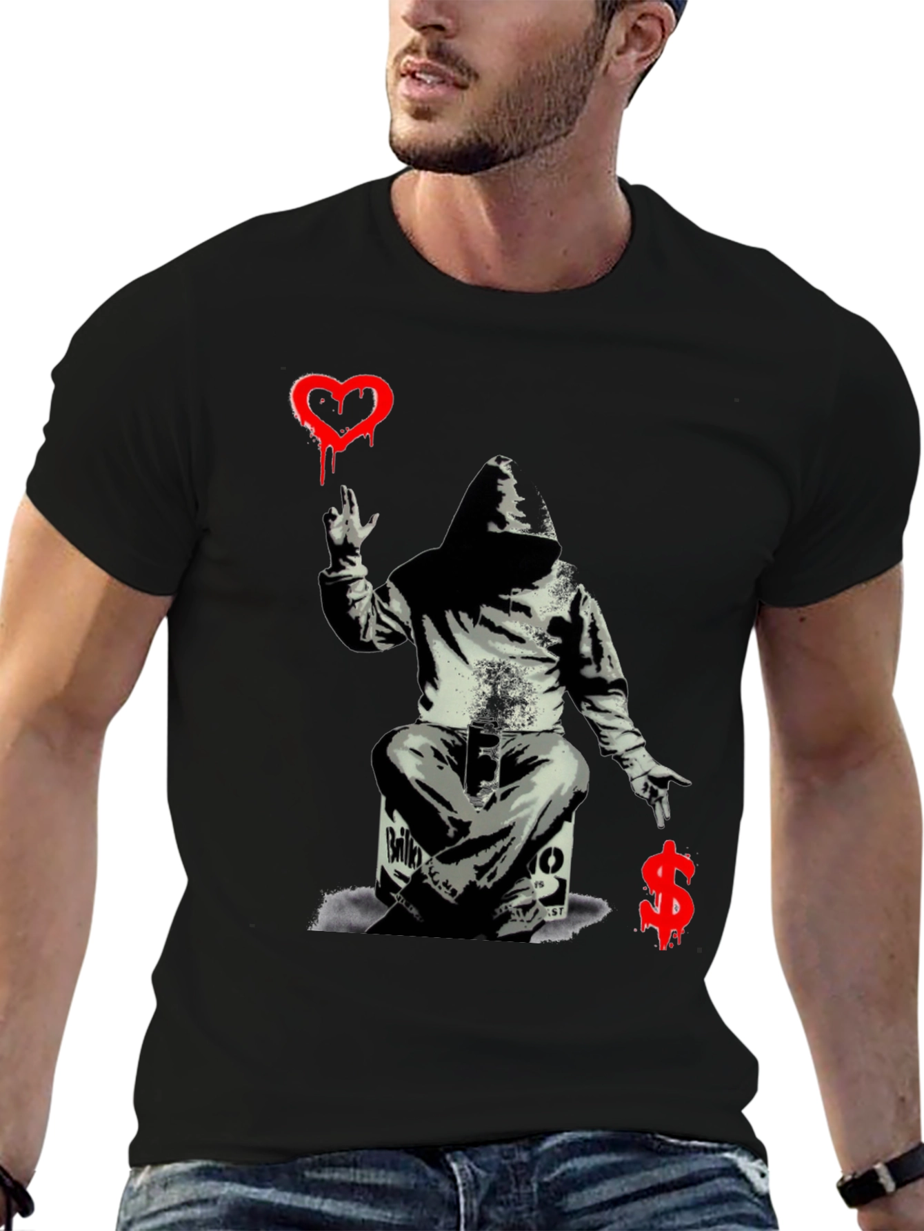 Banksy Inspired Graphic Tee: Love vs. Money
