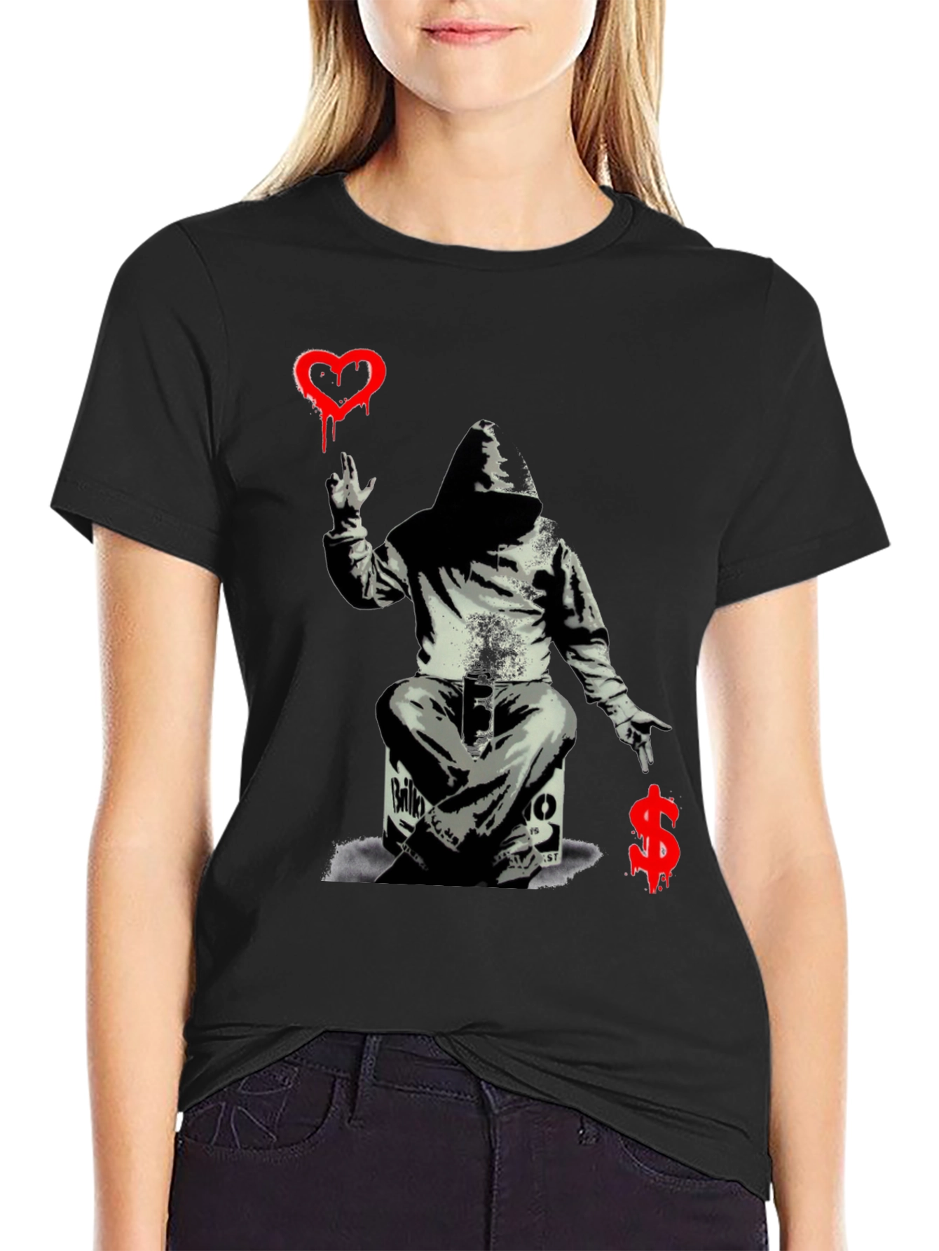 Banksy Inspired Graphic Tee: Love vs. Money