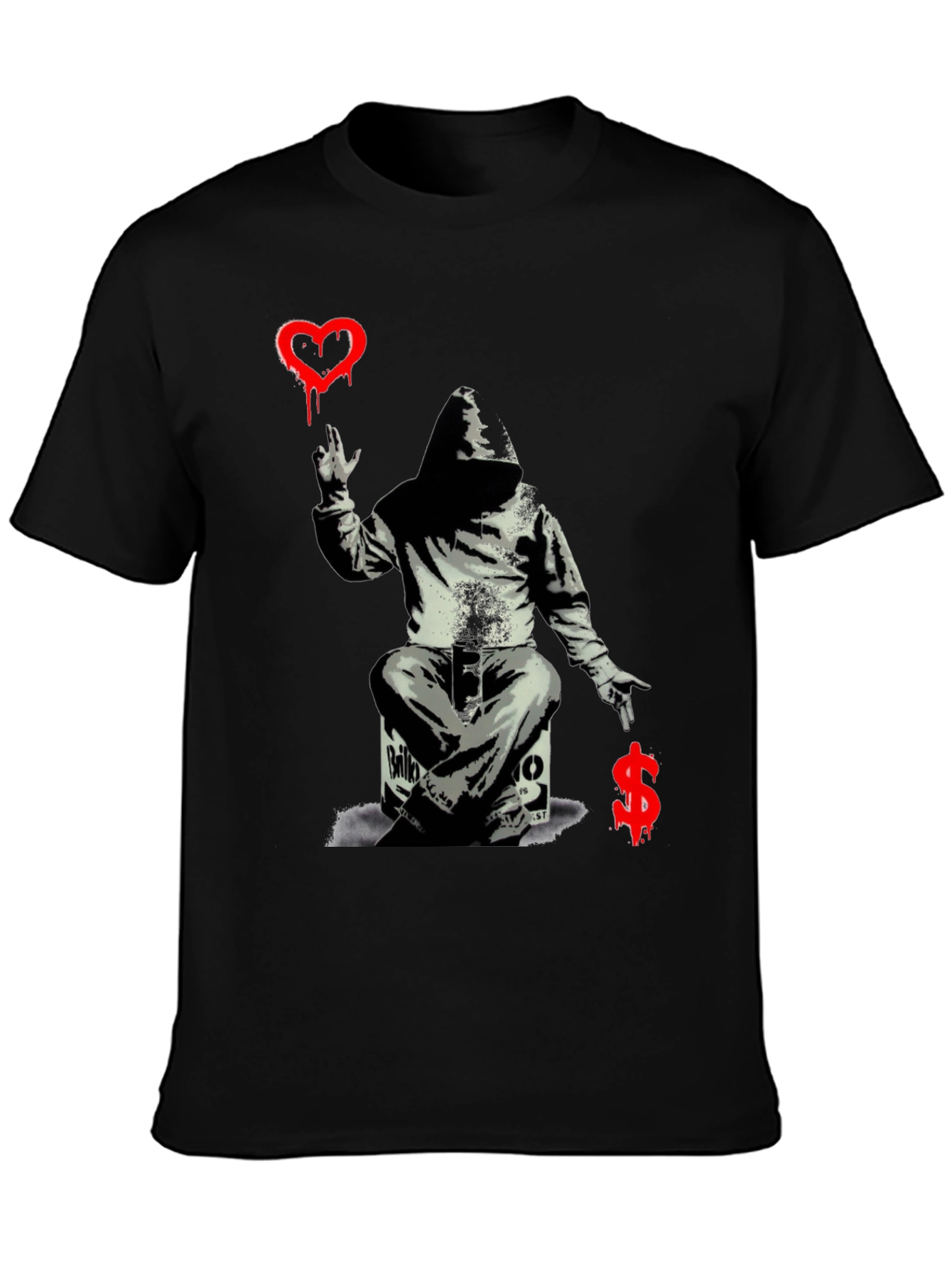 Banksy Inspired Graphic Tee: Love vs. Money