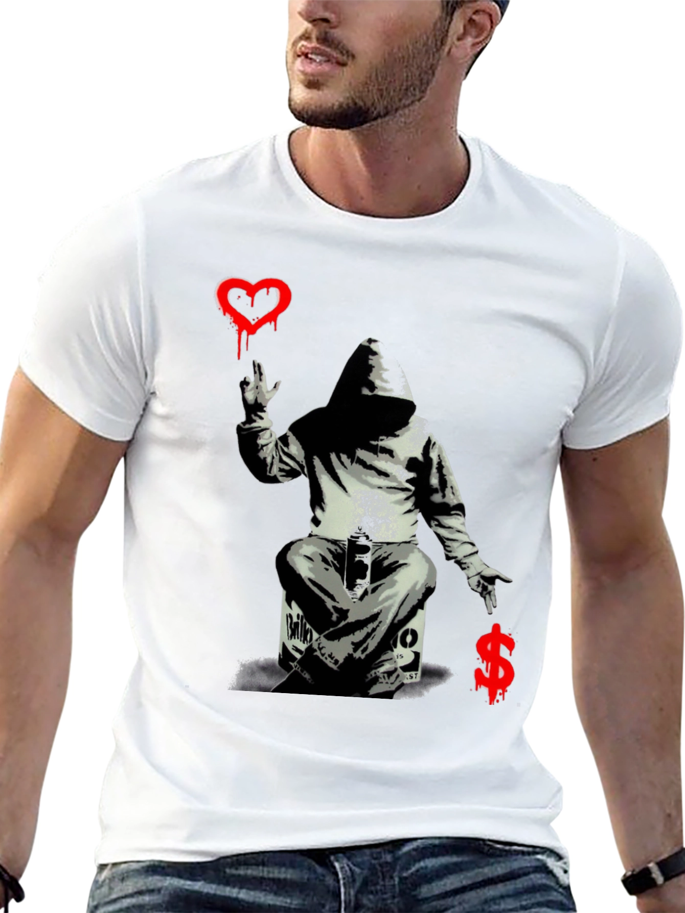 Banksy Inspired Graphic Tee: Love vs. Money