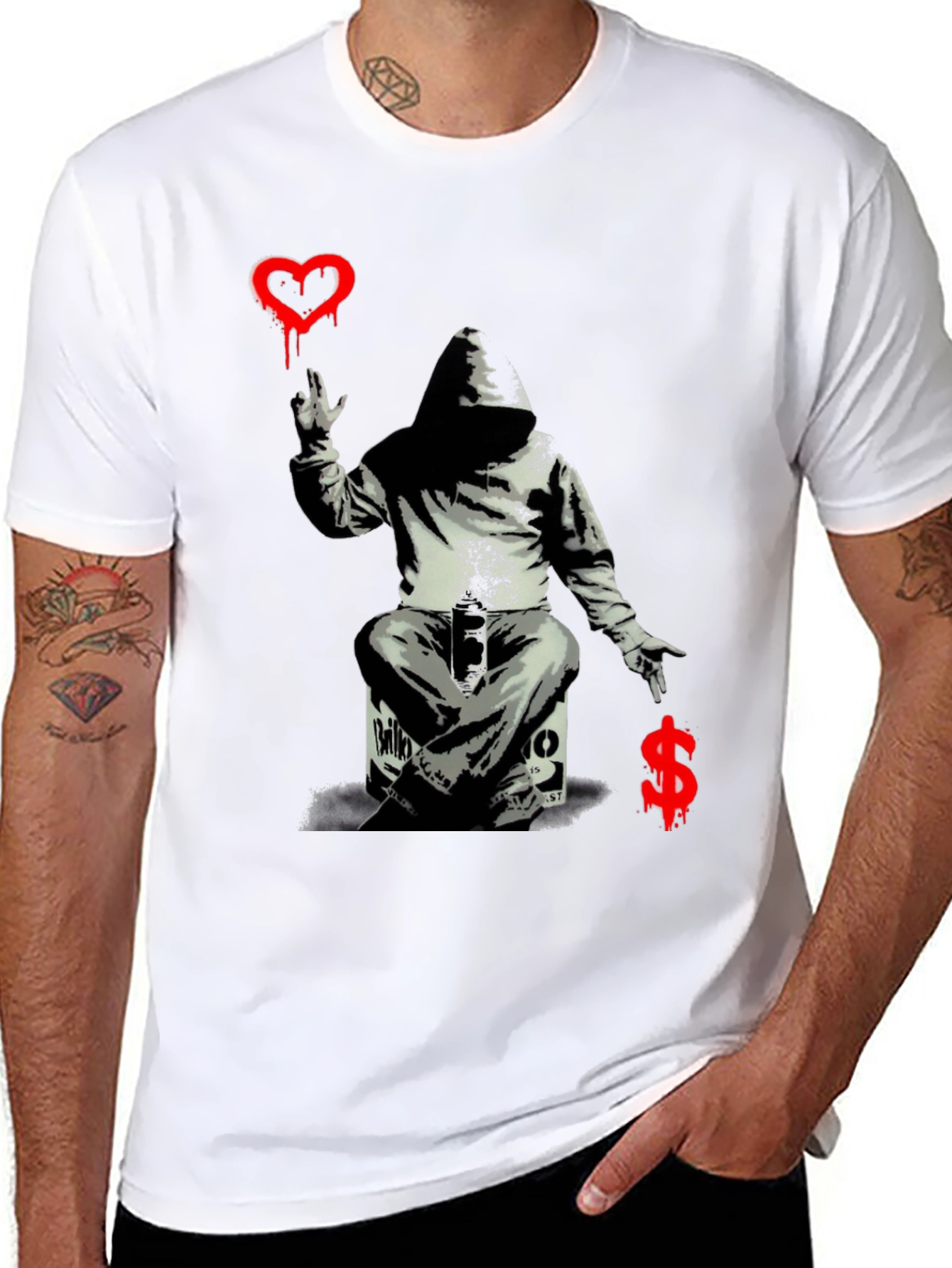 Banksy Inspired Graphic Tee: Love vs. Money