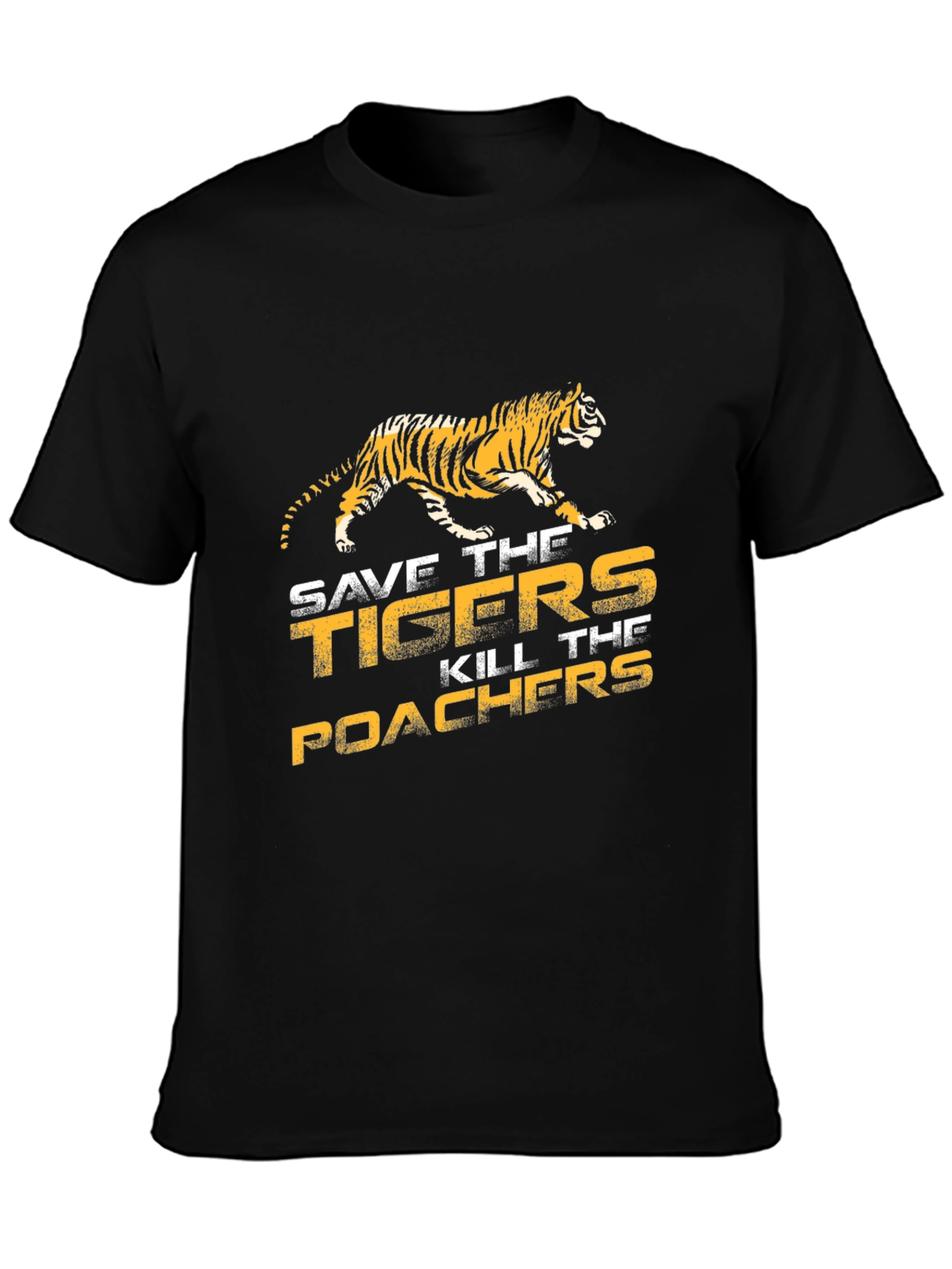 Save The Tigers Graphic Tee - Black Cotton T-Shirt