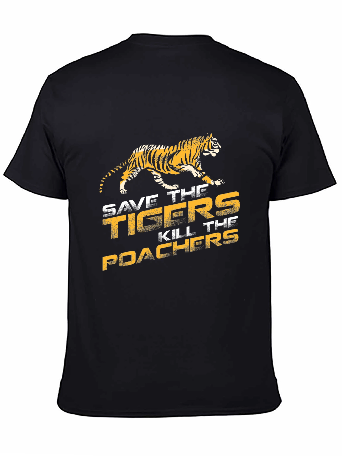 Save The Tigers Graphic Tee - Black Cotton T-Shirt