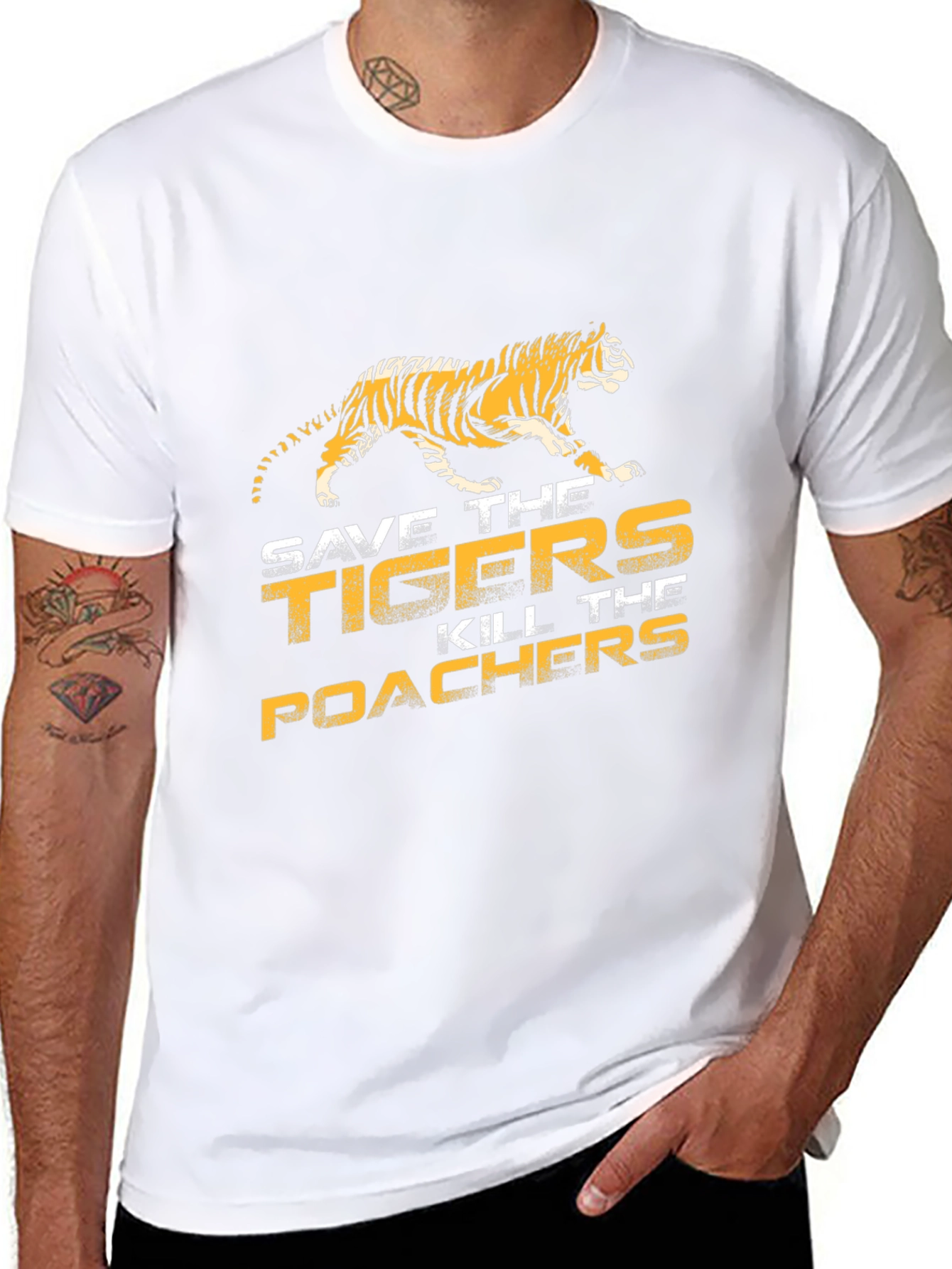 Save The Tigers Graphic Tee - Black Cotton T-Shirt
