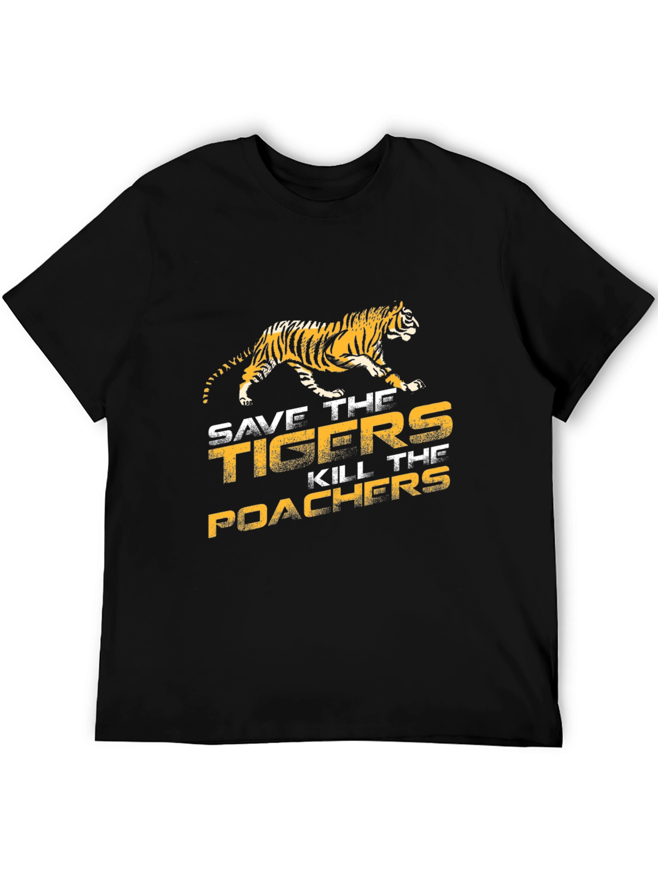 Save The Tigers Graphic Tee - Black Cotton T-Shirt