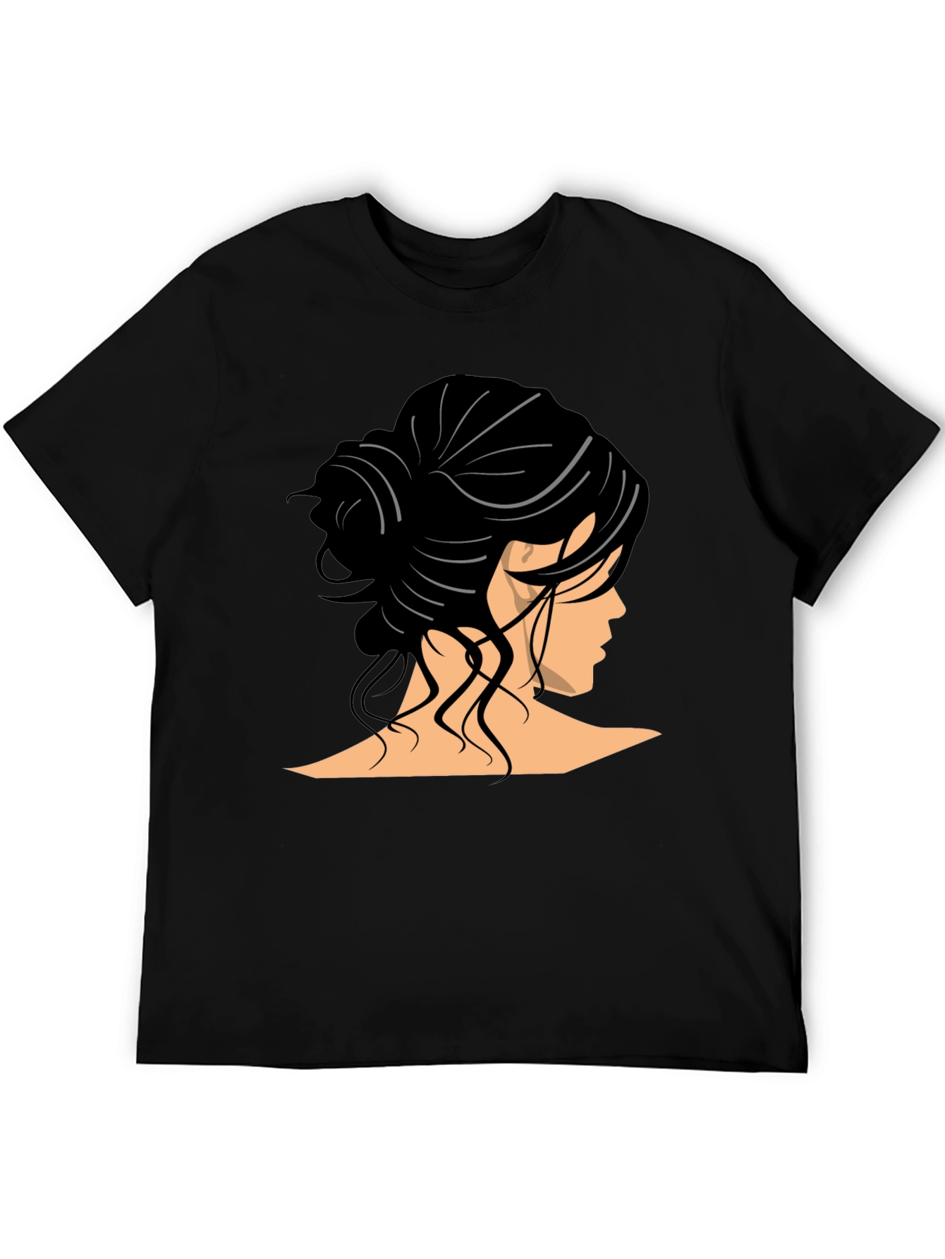 Woman Hairstyle Graphic Tee - Elegant Bun Design