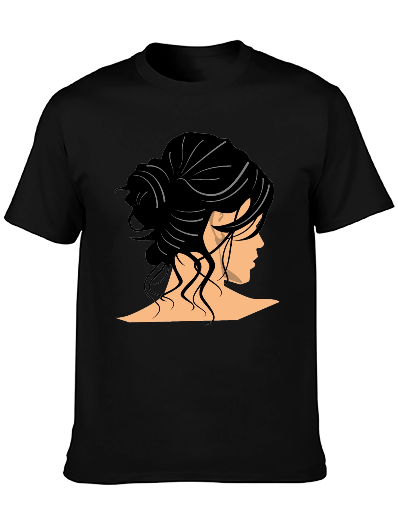 Woman Hairstyle Graphic Tee - Elegant Bun Design
