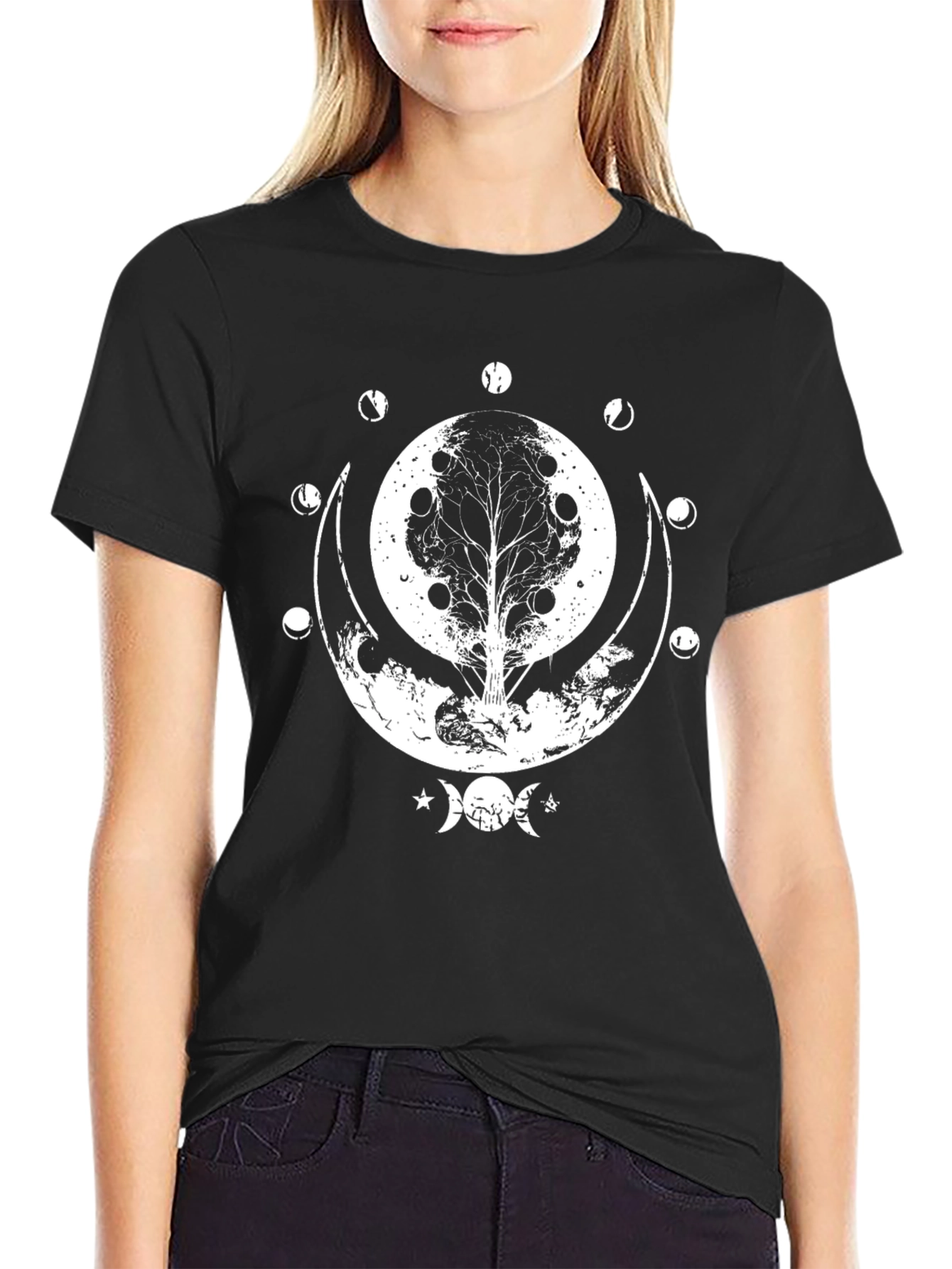 Tree of Life Moon Phases T-Shirt - Black