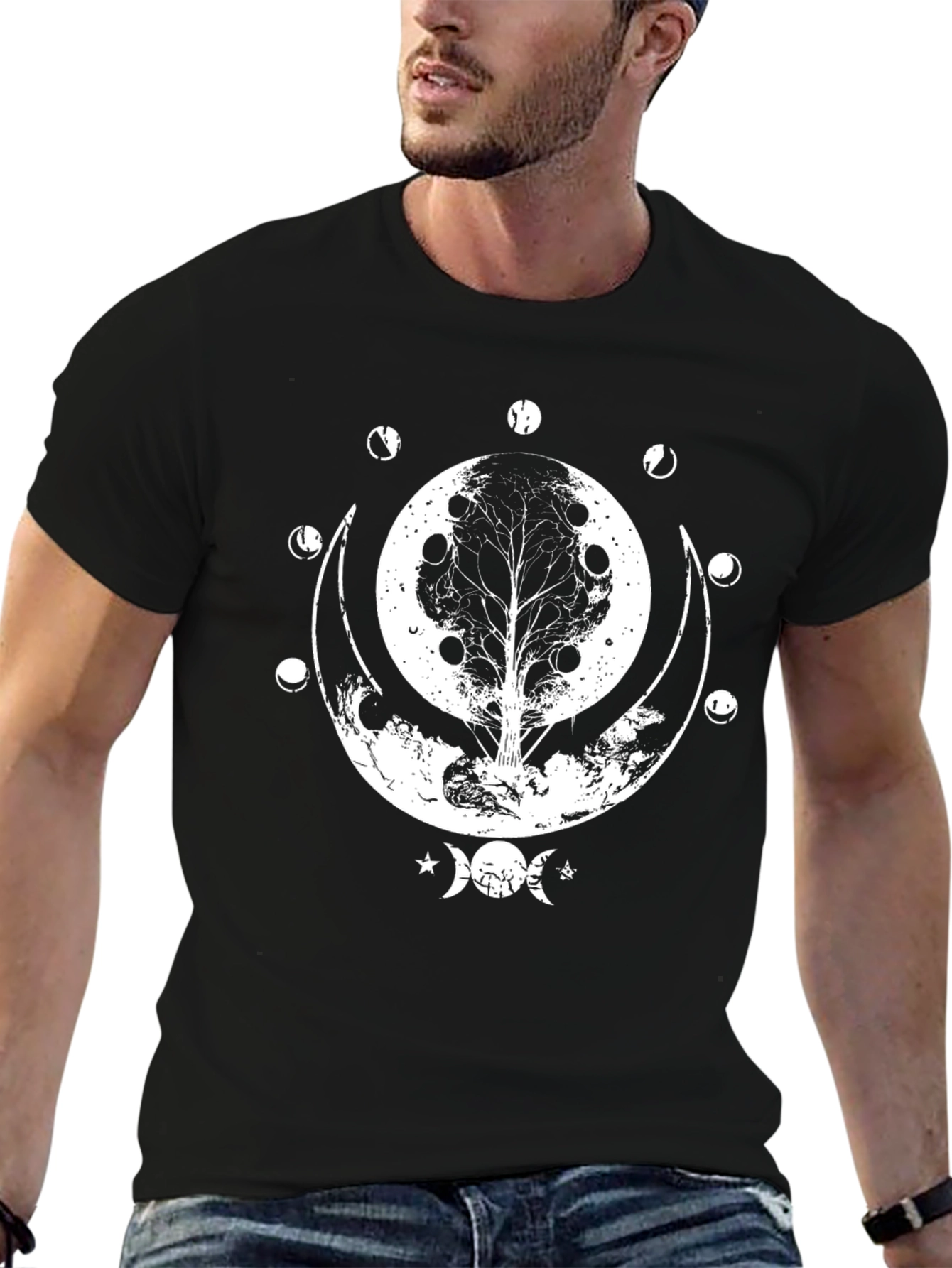 Tree of Life Moon Phases T-Shirt - Black