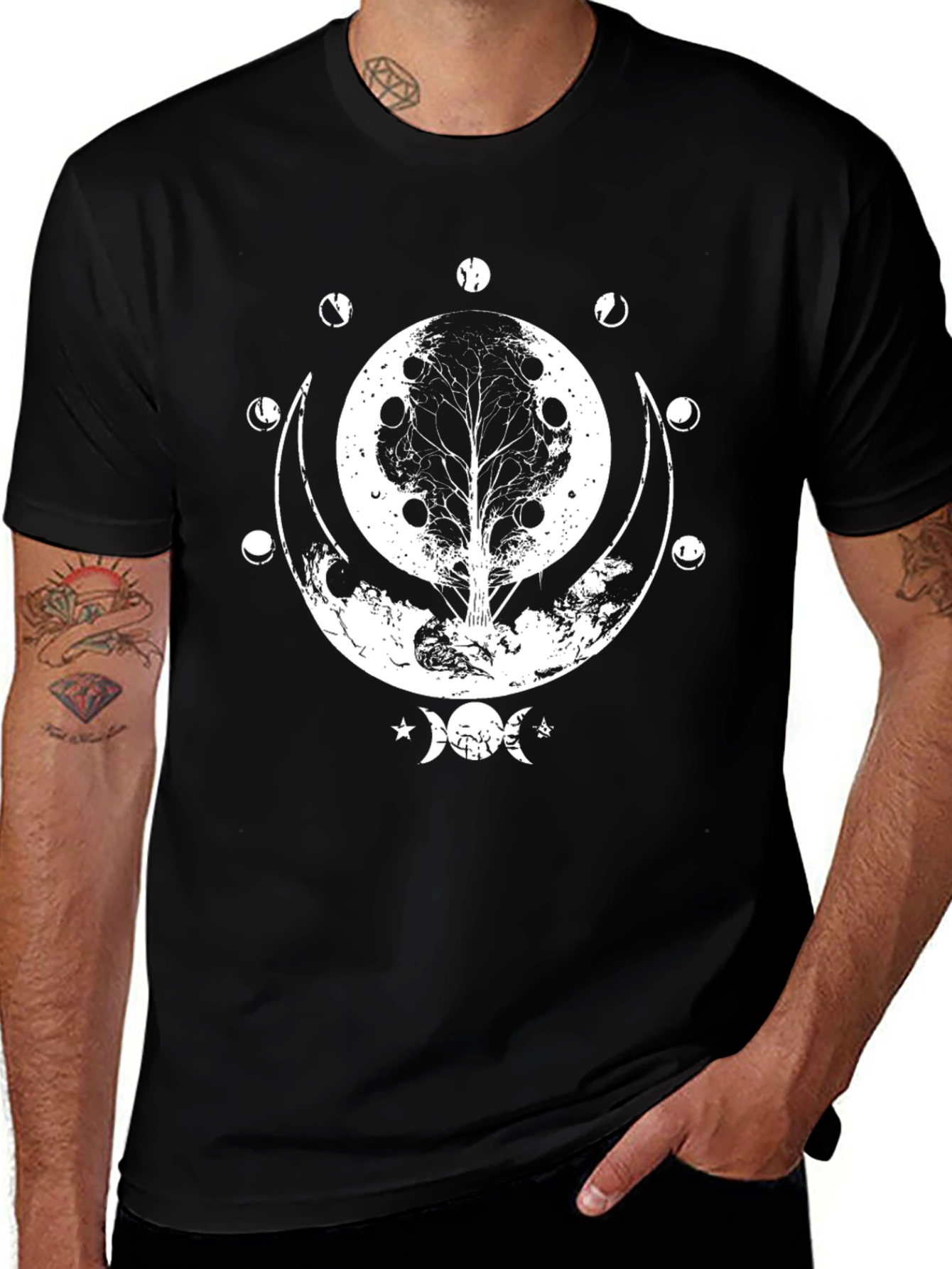 Tree of Life Moon Phases T-Shirt - Black