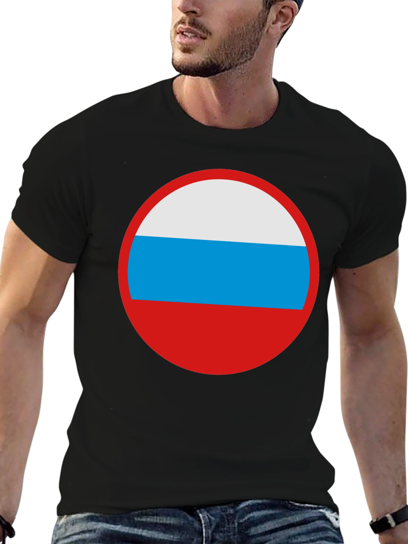Russian Flag Circle Graphic Tee - Black