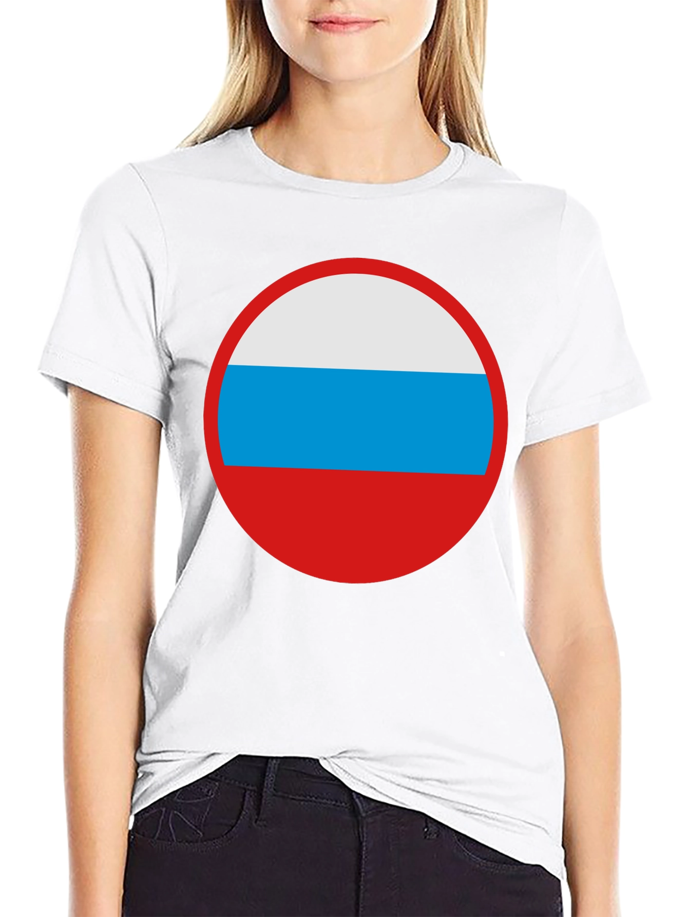 Russian Flag Circle Graphic Tee - Black