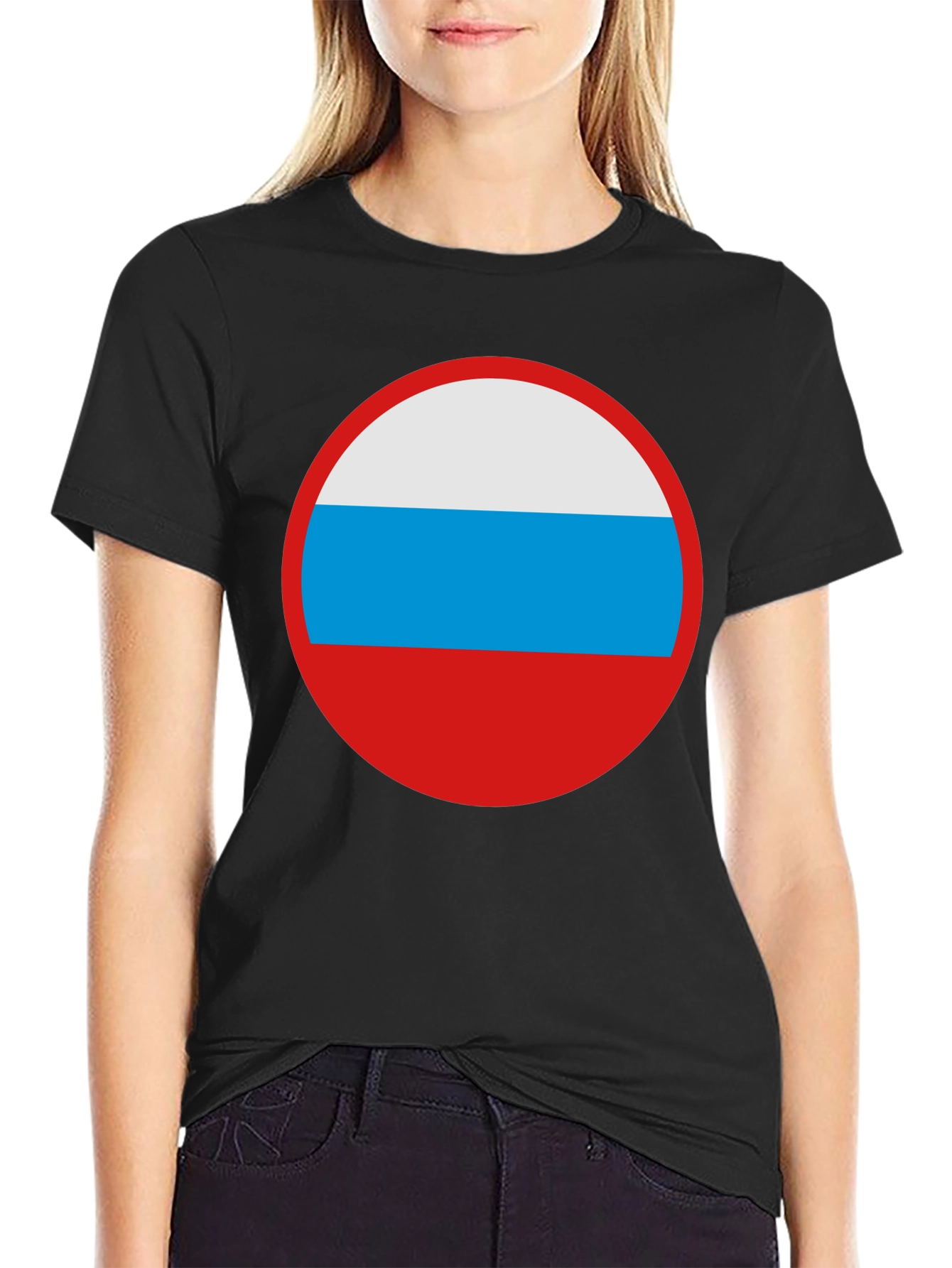 Russian Flag Circle Graphic Tee - Black